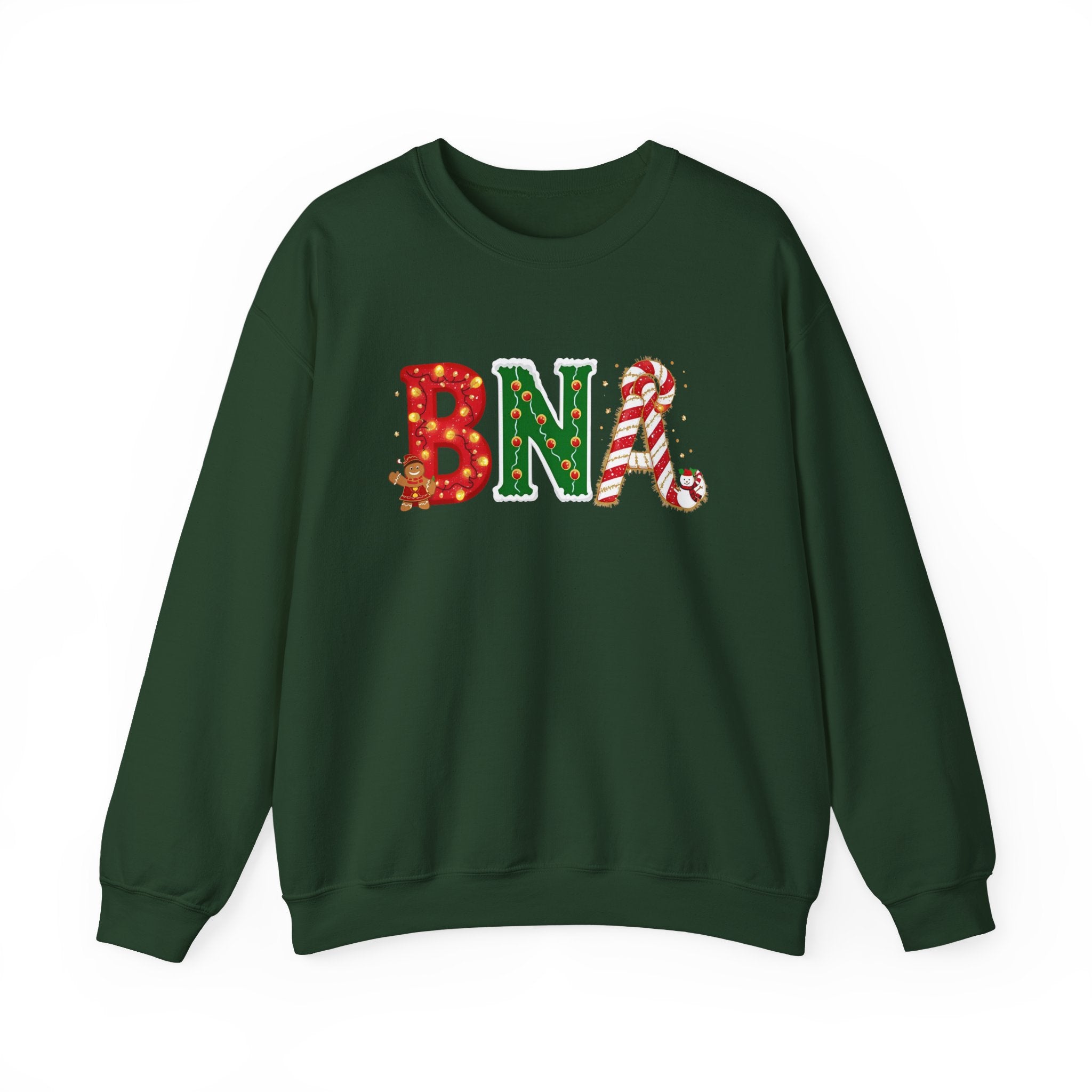 BNA Christmas Sweatshirt – Festive Holiday Letter Art Tee | Christmas Gift | Gildan 18000