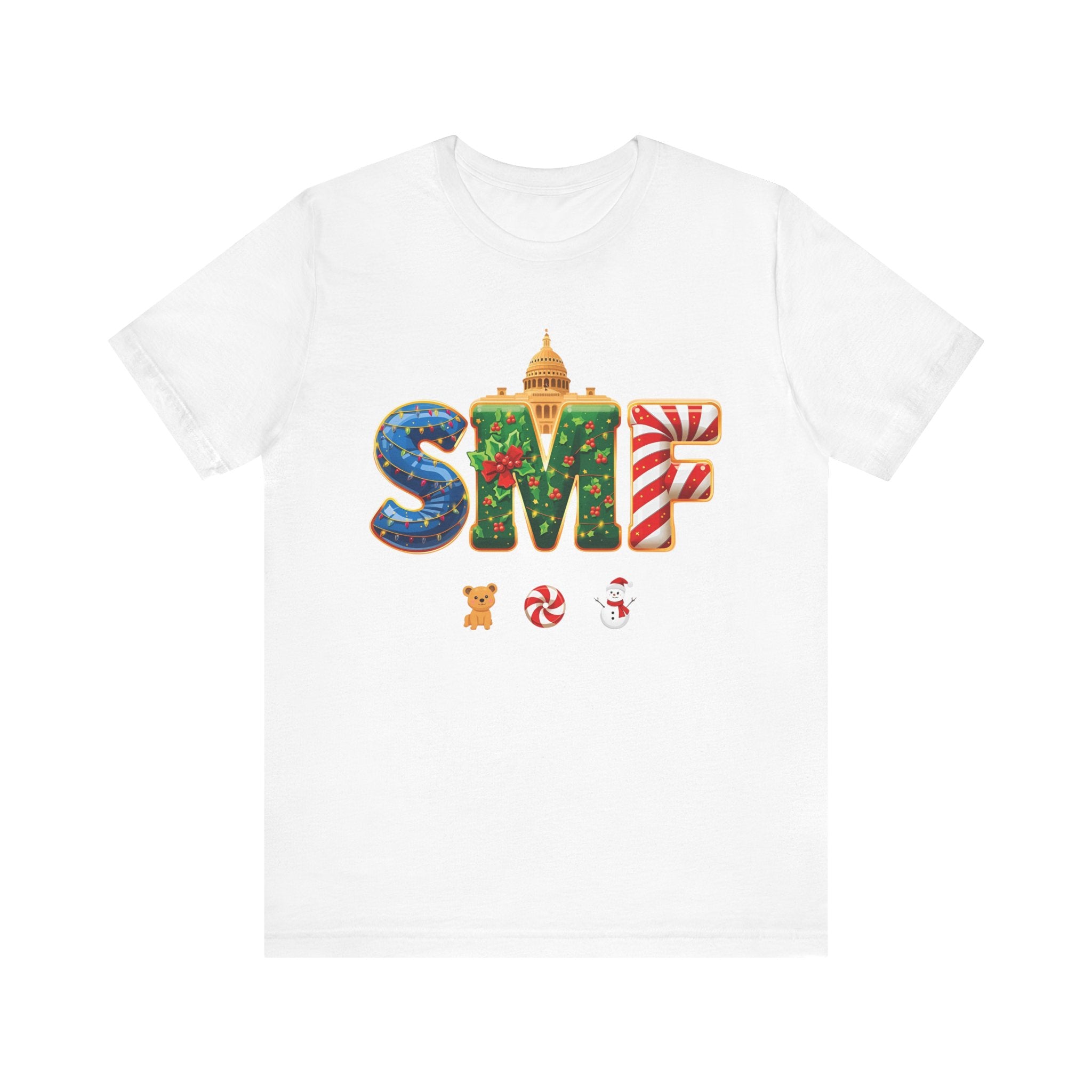 SMF Christmas Shirt – Festive Holiday Letters Tee | Christmas Gift | Bella Canvas 3001