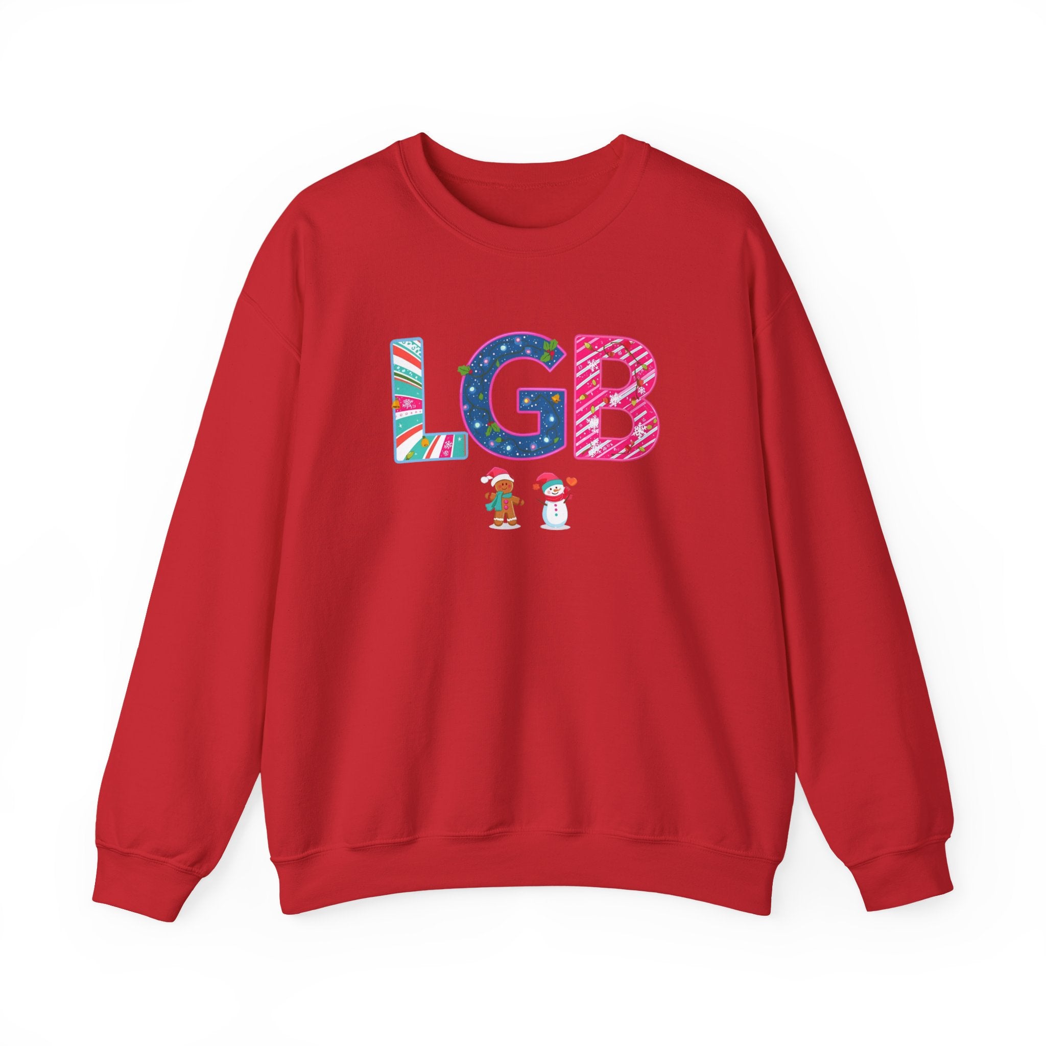 LGB Christmas Sweatshirt – Festive Holiday Letter Art Tee | Christmas Gift | Gildan 18000