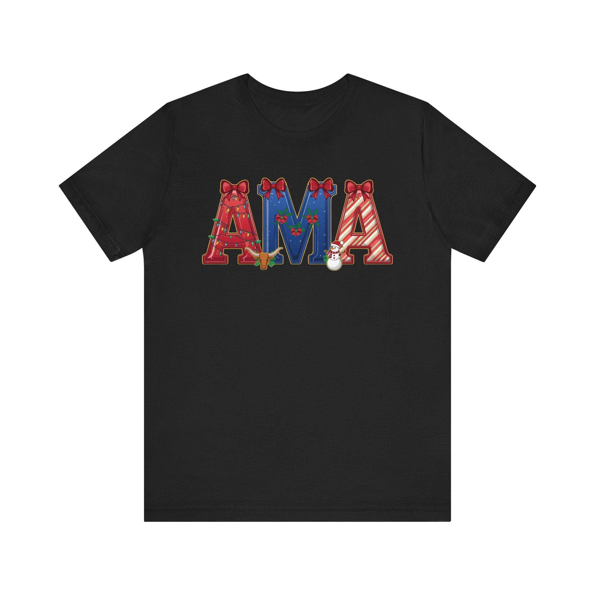 AMA Christmas Shirt – Festive Holiday Letter Art Tee | Christmas Gift | Bella Canvas 3001