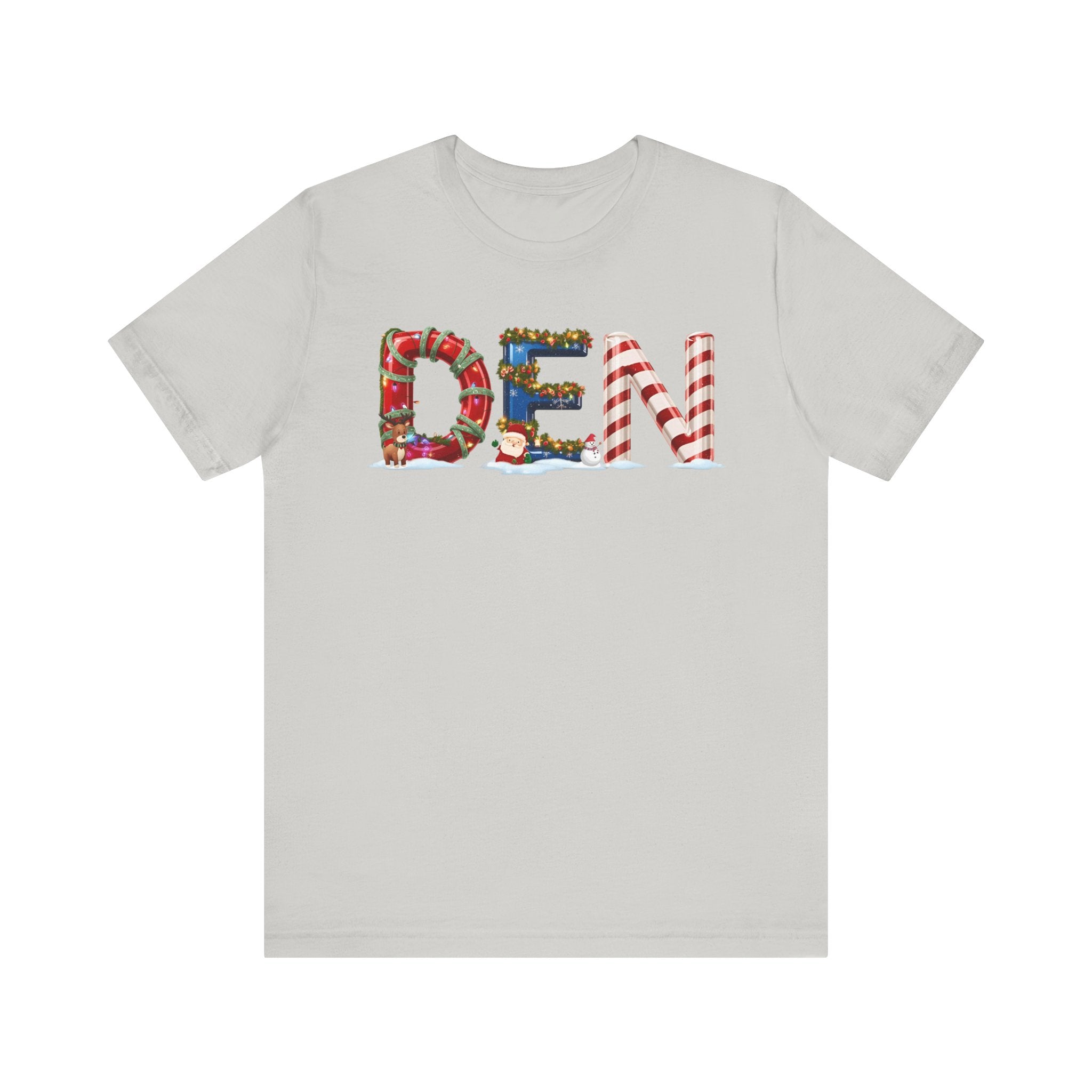 DEN Christmas Shirt – Festive Holiday Letter Art Tee | Christmas Gift | Bella Canvas 3001
