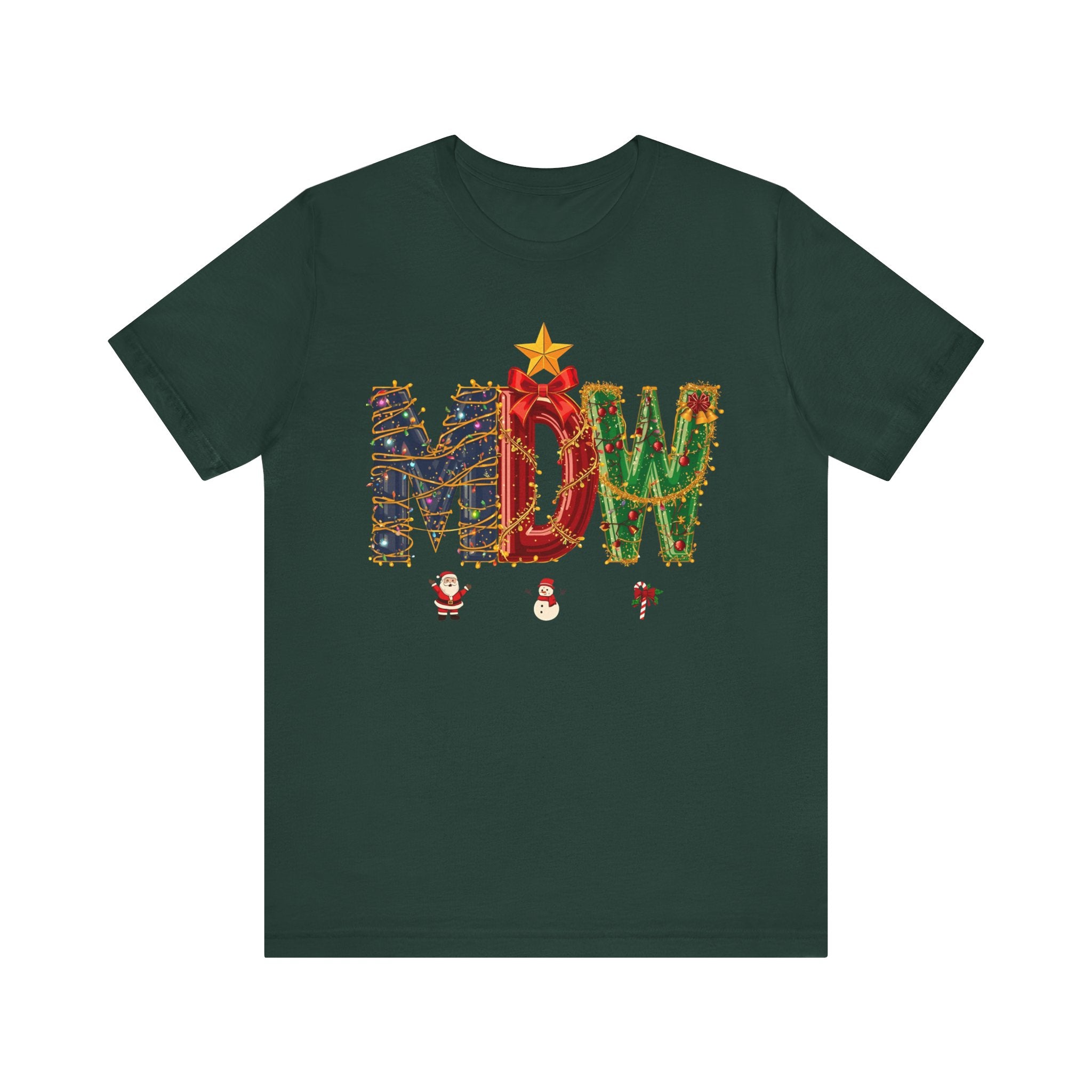 MDW Christmas Shirt – Festive Holiday Letter Art Tee | Christmas Gift | Bella Canvas 3001