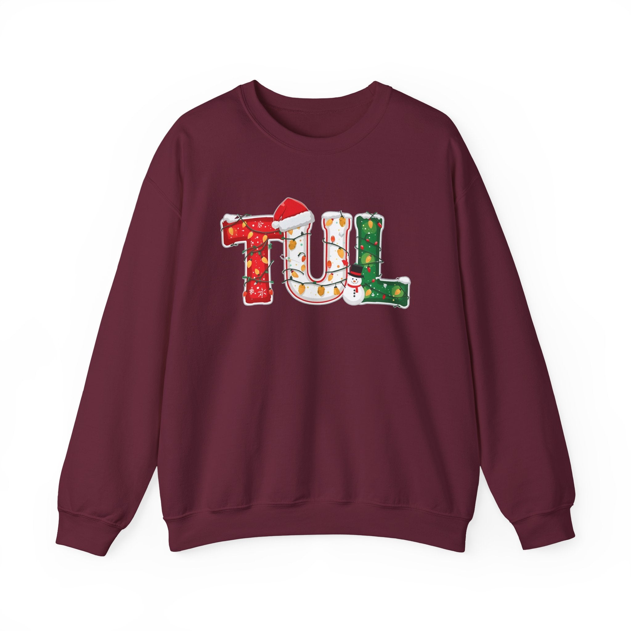 TUL Christmas Sweatshirt – Festive Holiday Letter Art Crewneck | Winter Travel Gift | Gildan 18000