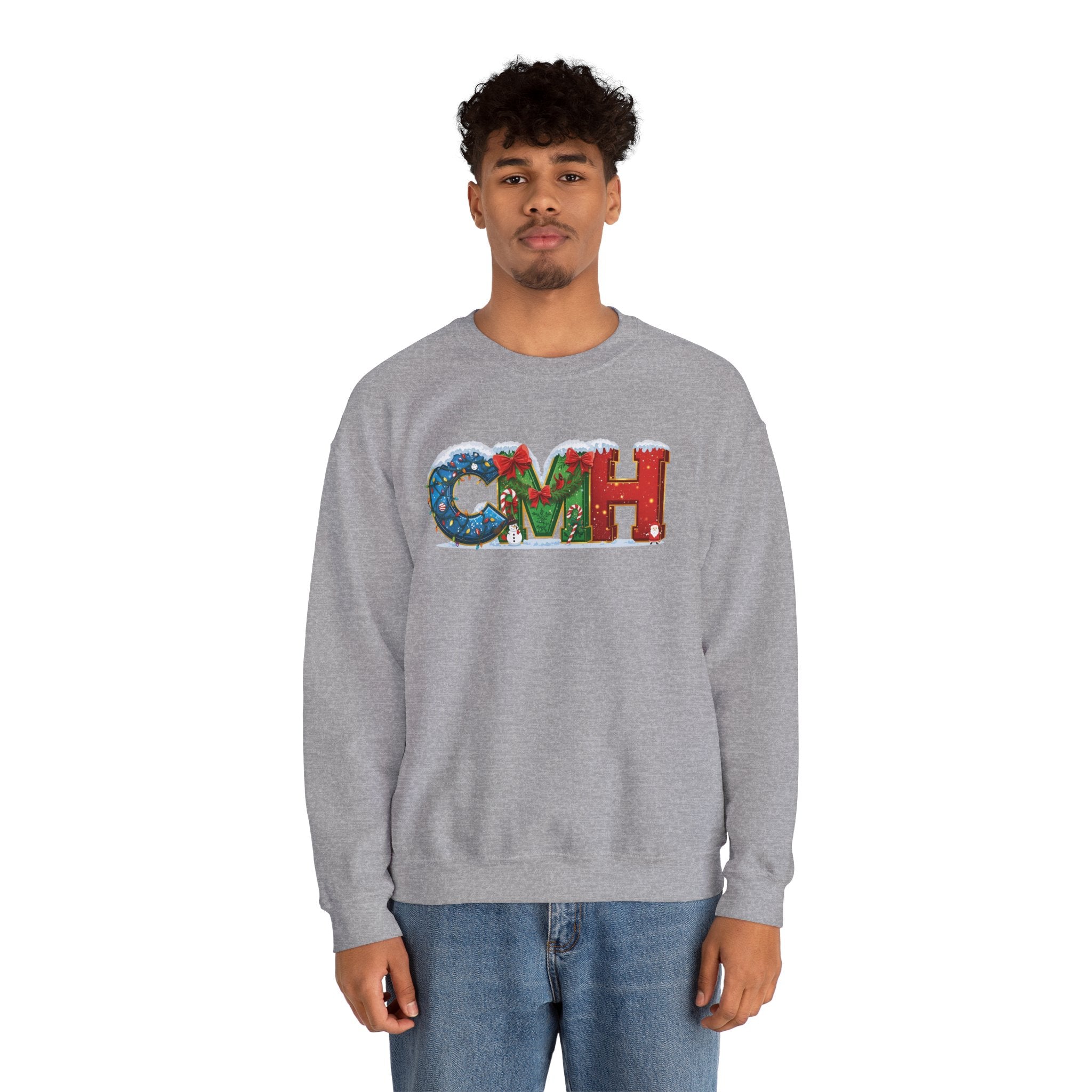 CMH Christmas Sweatshirt – Festive Holiday Letter Art Tee | Christmas Gift | Gildan 18000