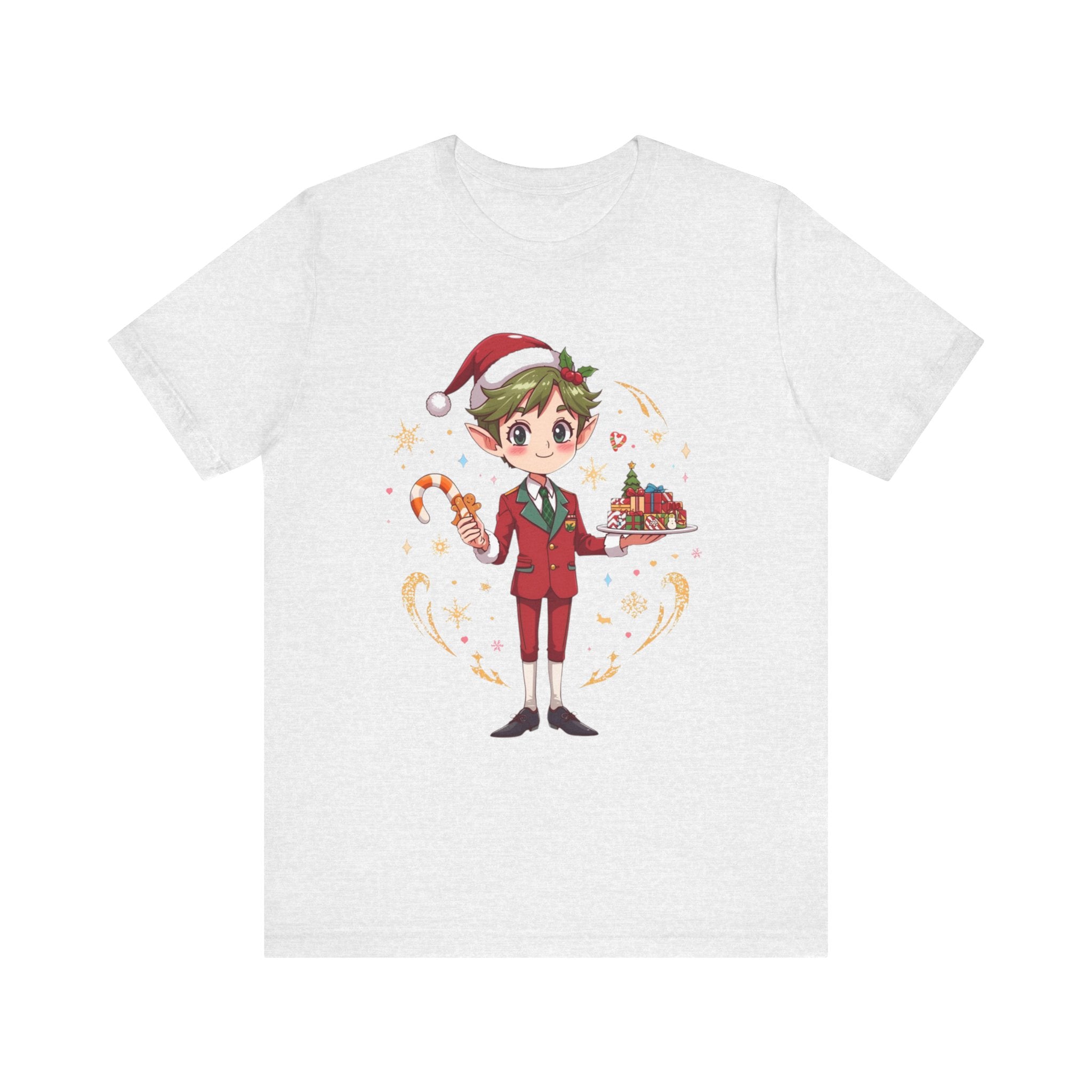 Christmas Cabin Elf Tee — Cute Candy Cane & Holiday Village Graphic Shirt