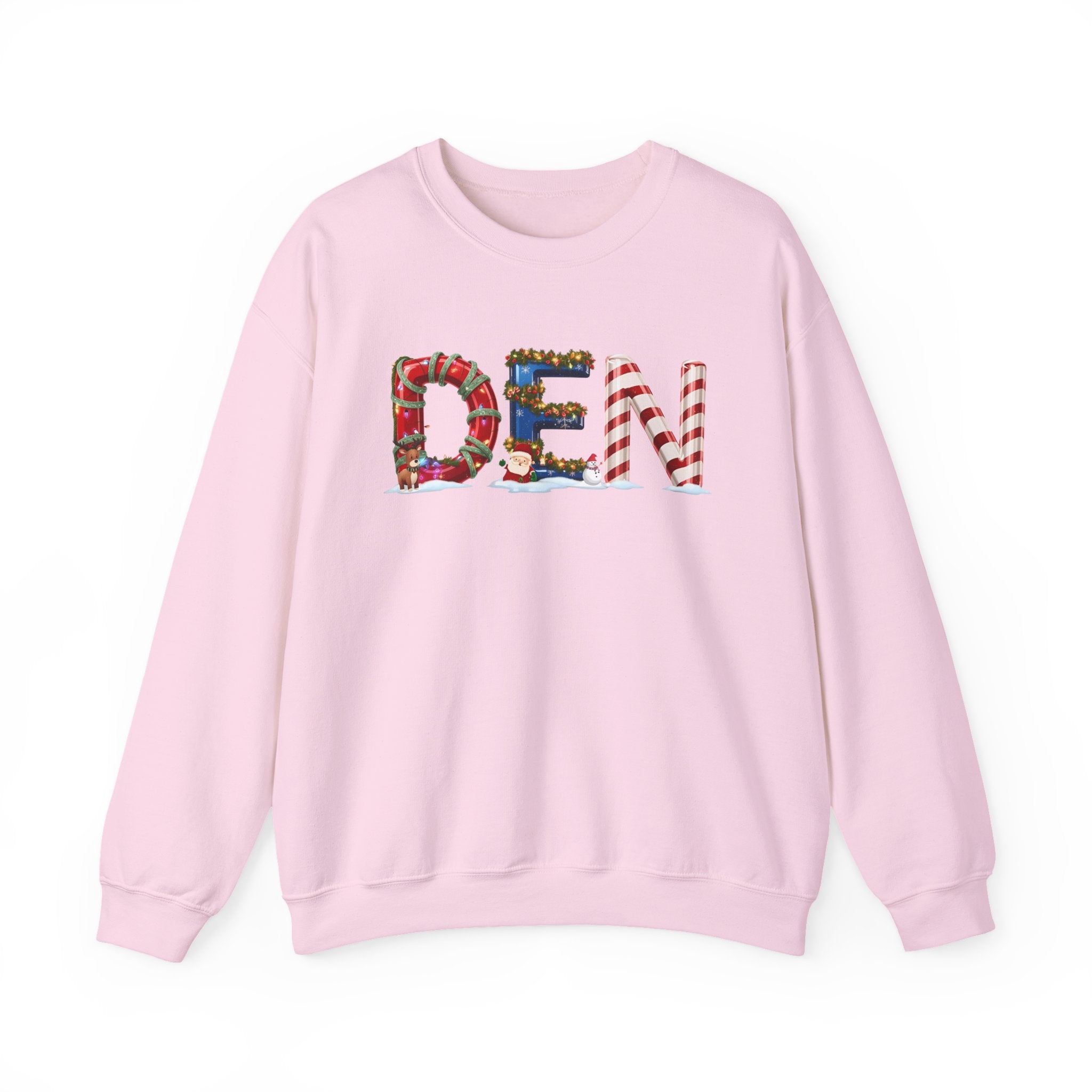 DEN Christmas Sweatshirt – Festive Holiday Letter Art Tee | Christmas Gift | Gildan 18000