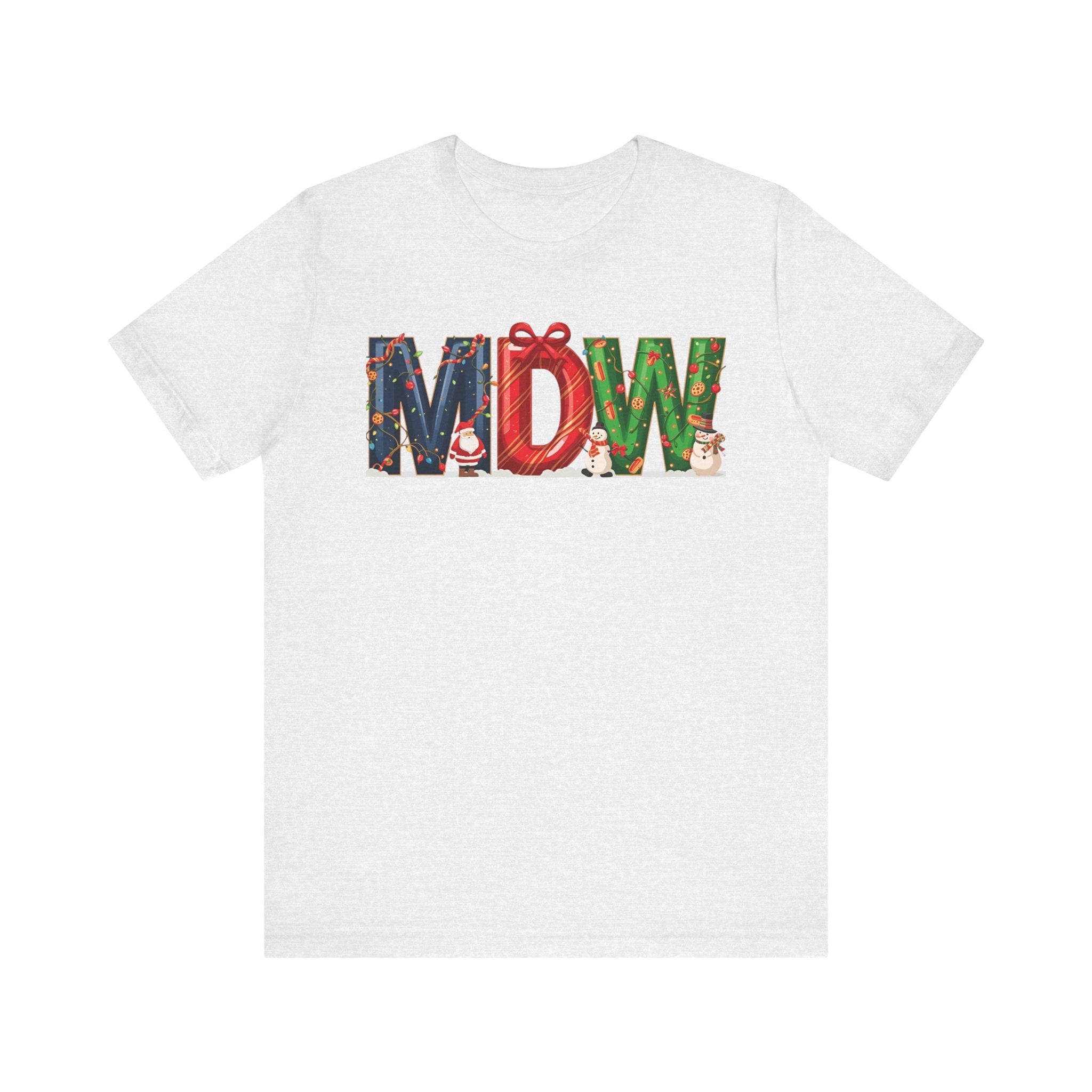 MDW Christmas Shirt – Festive Holiday Letter Art Tee | Winter Travel Gift | Bella Canvas 3001