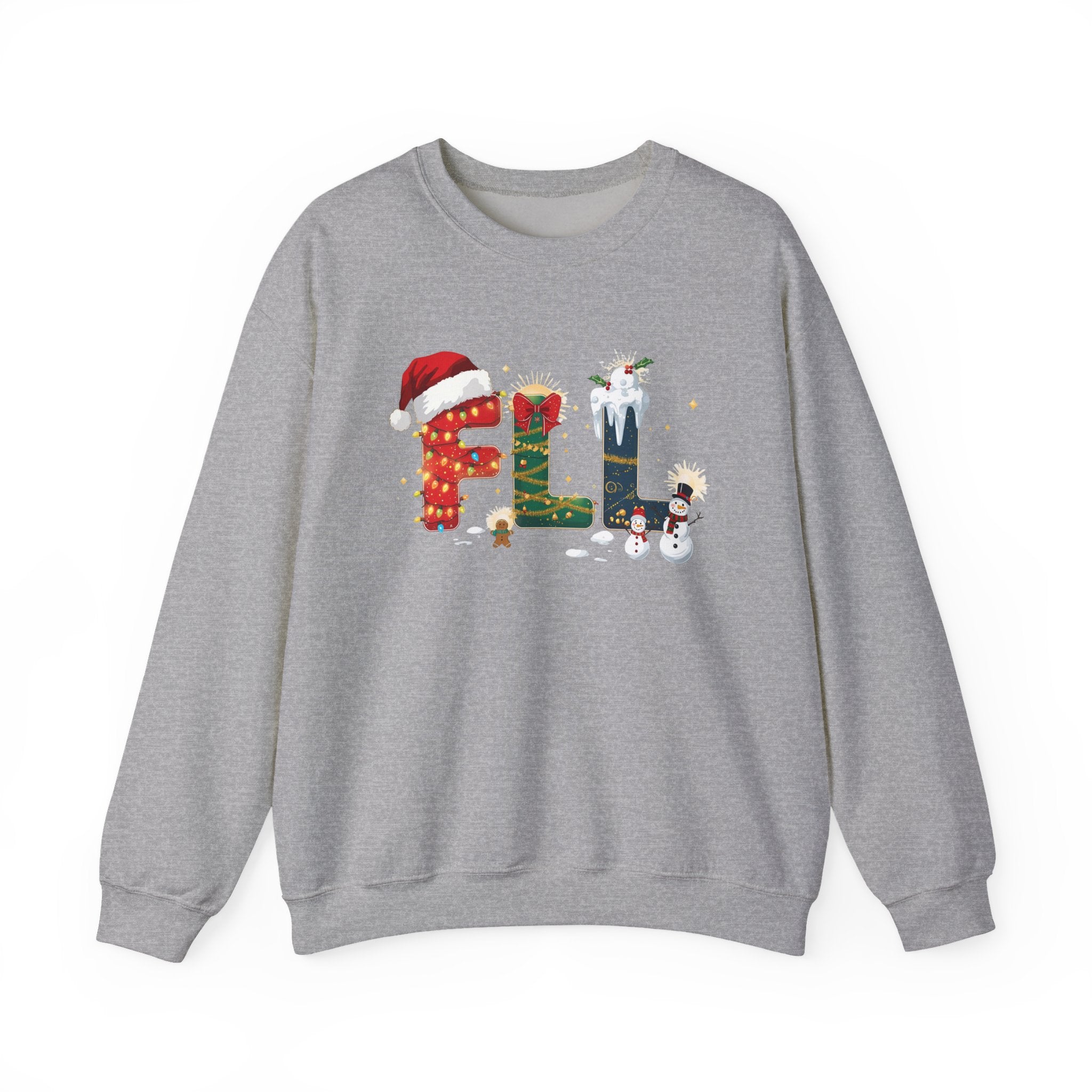 FLL Christmas Sweatshirt – Festive Holiday Letter Art Tee | Christmas Gift | Gildan 18000