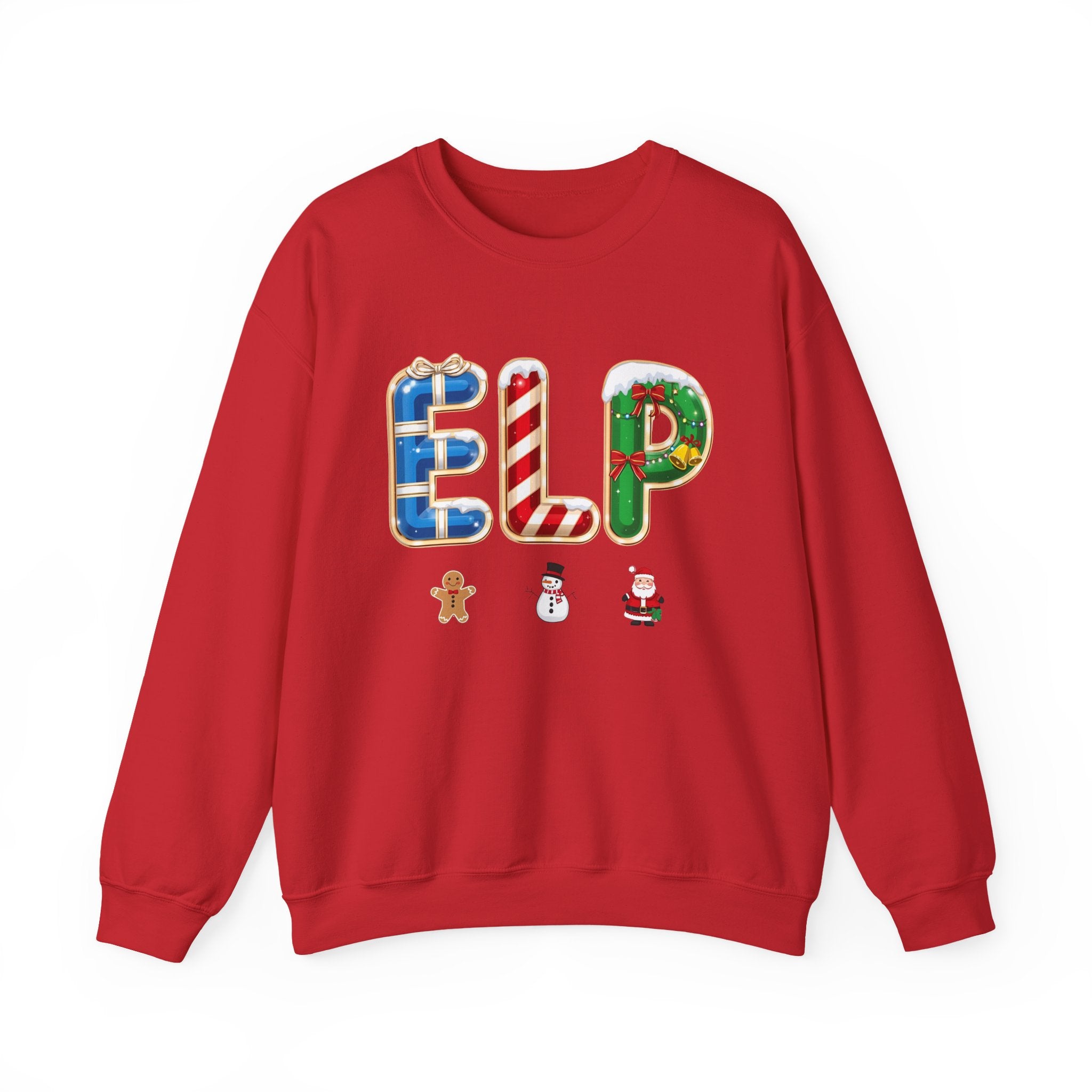 ELP Christmas Sweatshirt – Festive Holiday Letter Art Tee | Christmas Gift | Gildan 18000