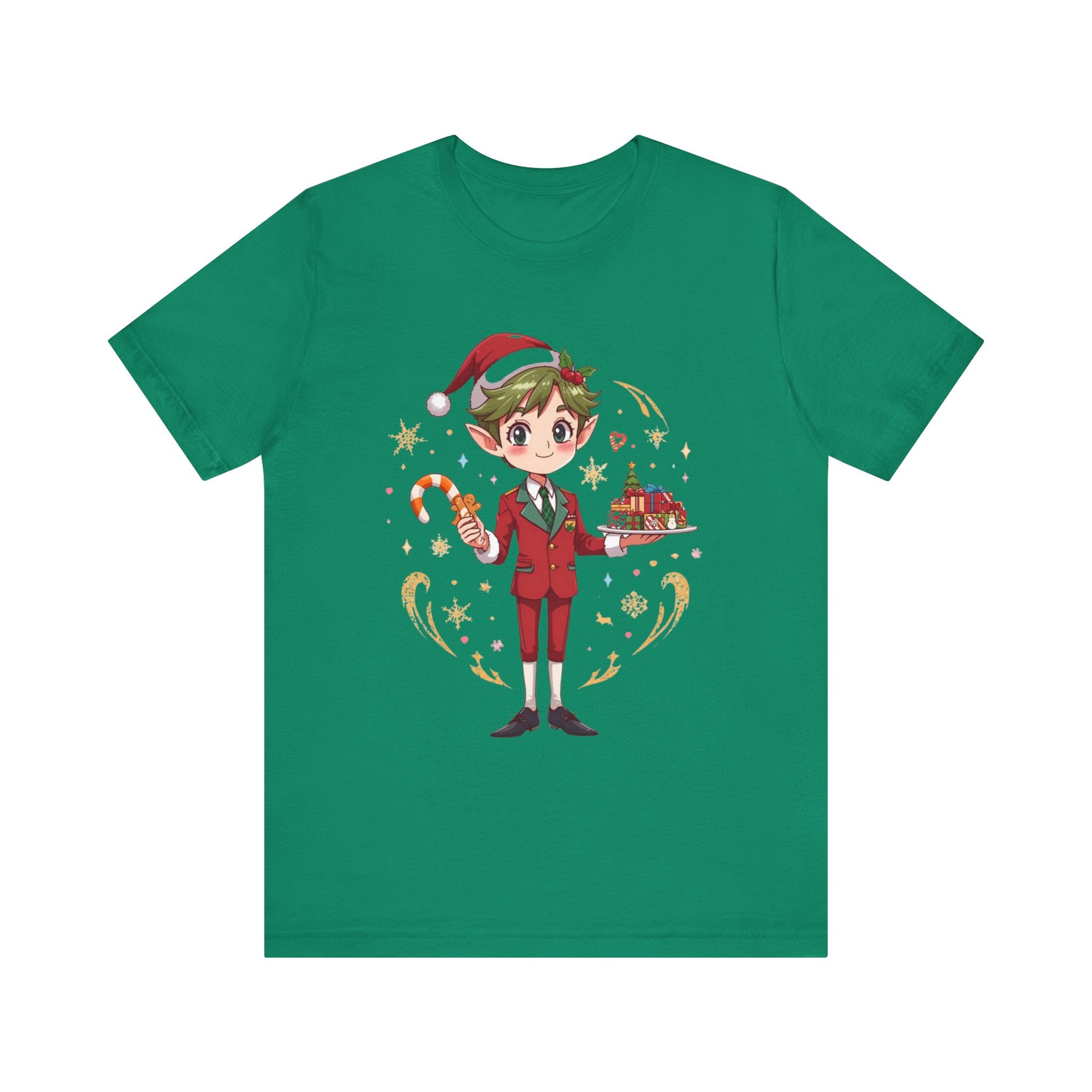 Christmas Cabin Elf Tee — Cute Candy Cane & Holiday Village Graphic Shirt