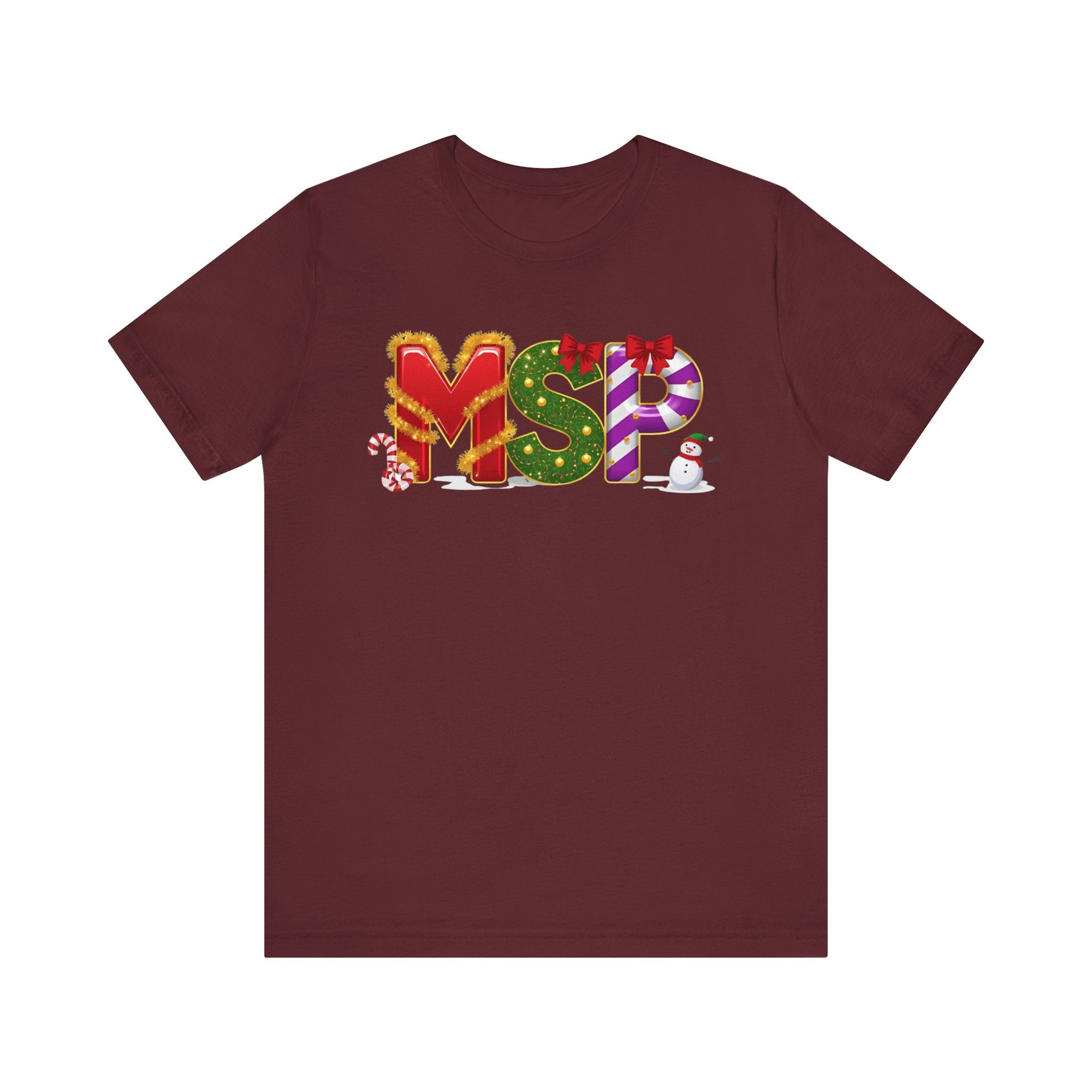 MSP Christmas Shirt – Festive Holiday Letter Art Tee | Christmas Gift | Bella Canvas 3001