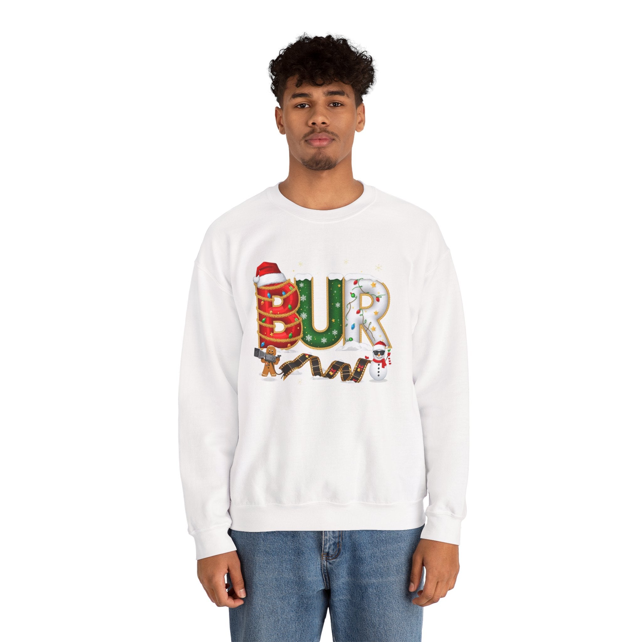 BUR Christmas Sweatshirt – Festive Holiday Letter Art Tee | Christmas Gift | Gildan 18000