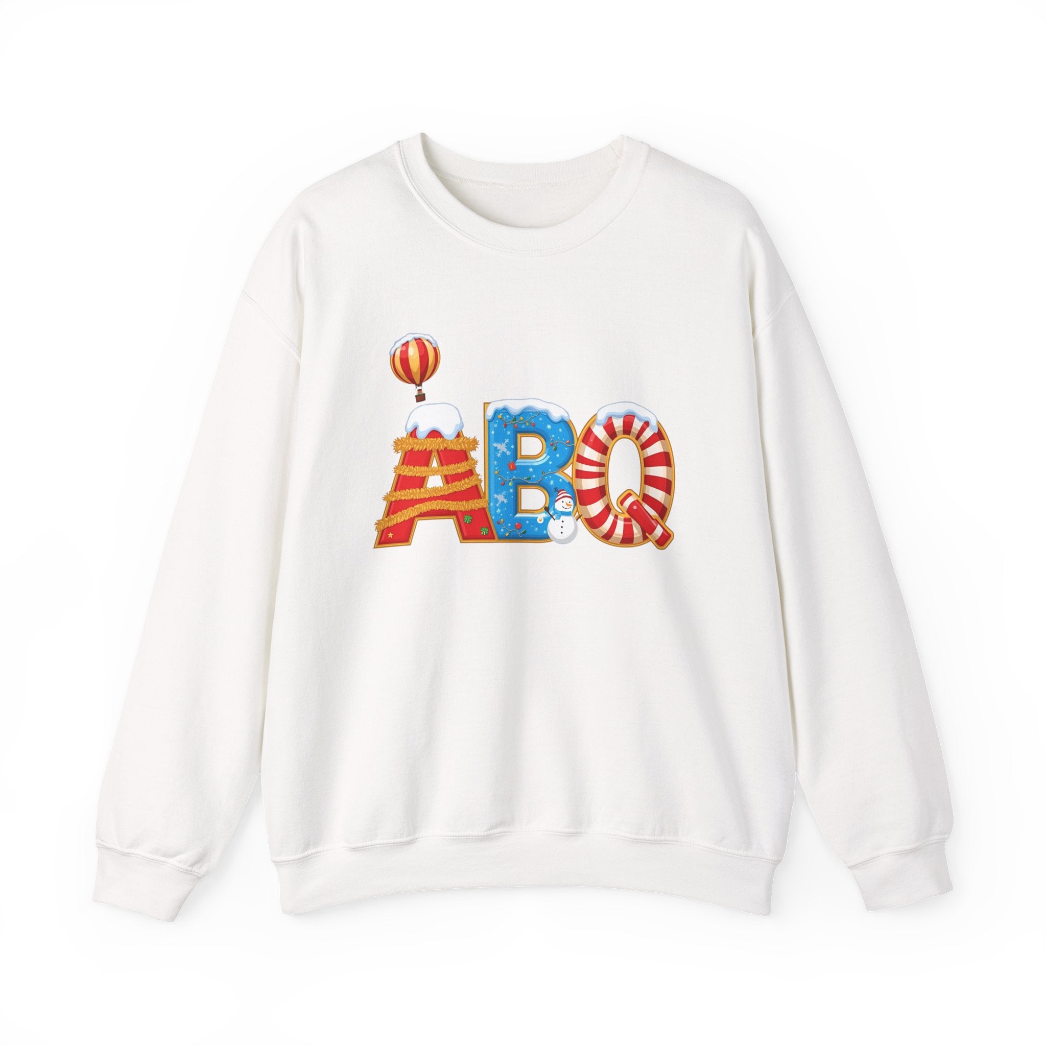 ABQ Christmas Sweatshirt – Festive Albuquerque Airport Code Crewneck | Holiday Travel Gift | Gildan 18000