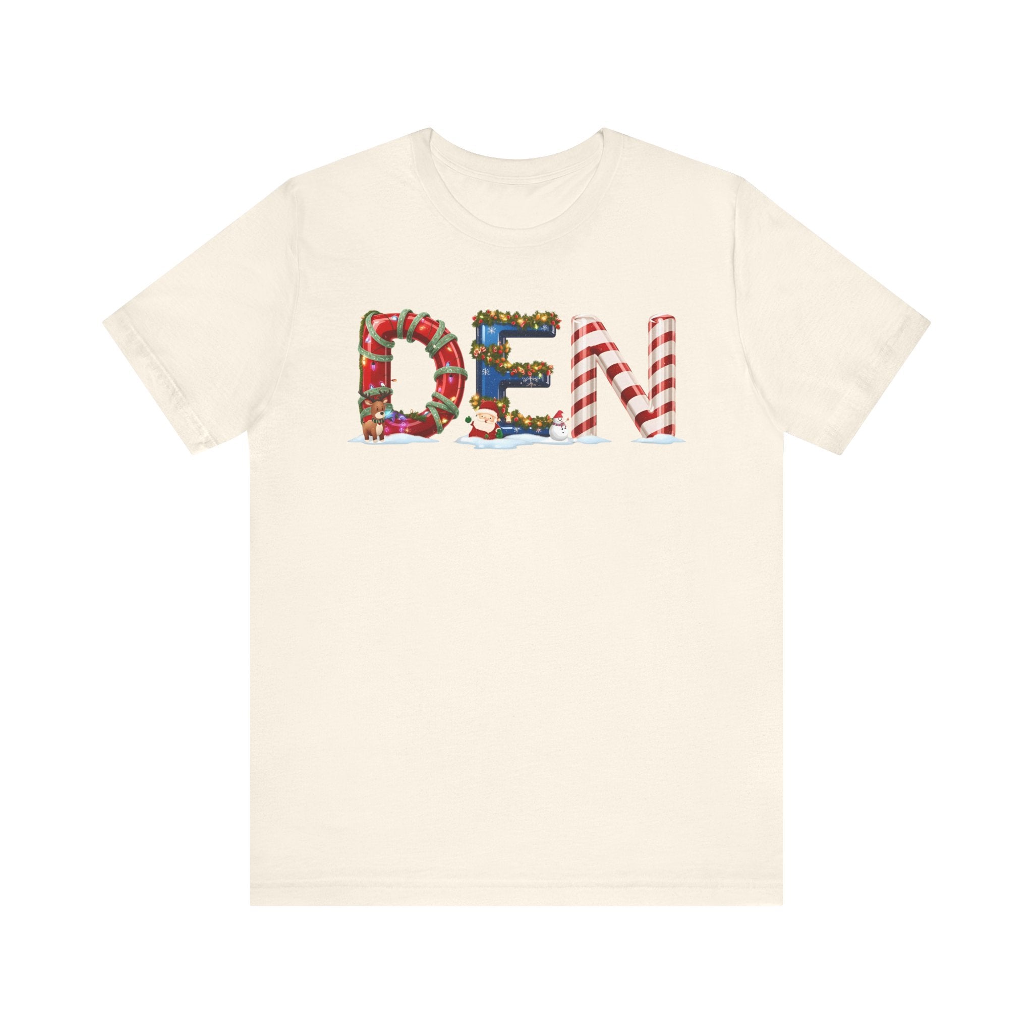 DEN Christmas Shirt – Festive Holiday Letter Art Tee | Christmas Gift | Bella Canvas 3001