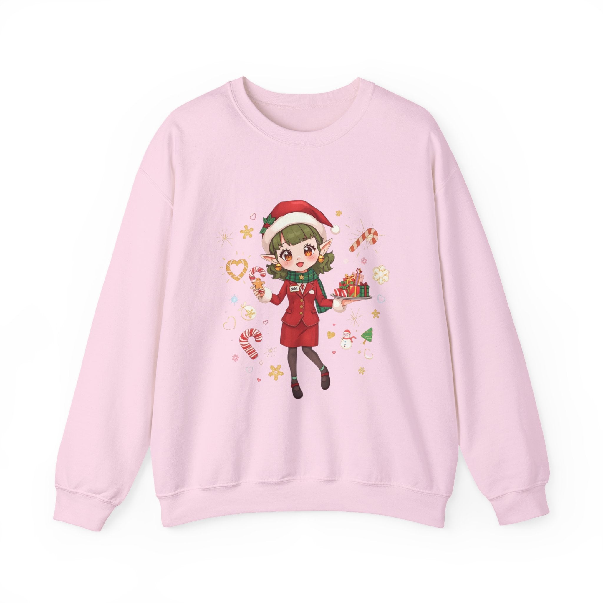 Christmas Elf Flight Crewneck Sweatshirt — Cute Holiday Anime Design
