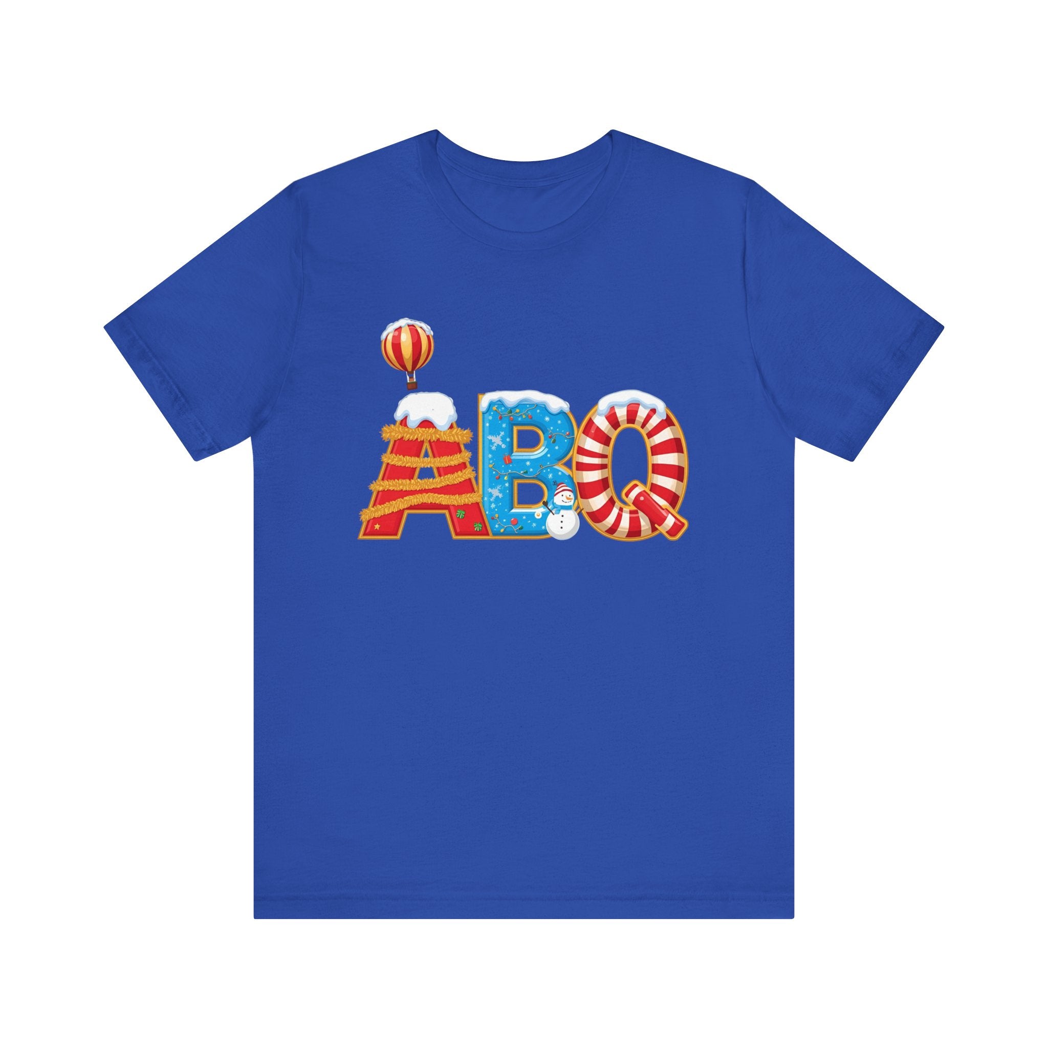 ABQ Christmas Shirt – Hot Air Balloon Candy Cane Letters Tee |  Gi| Bella Canvas 3001ft