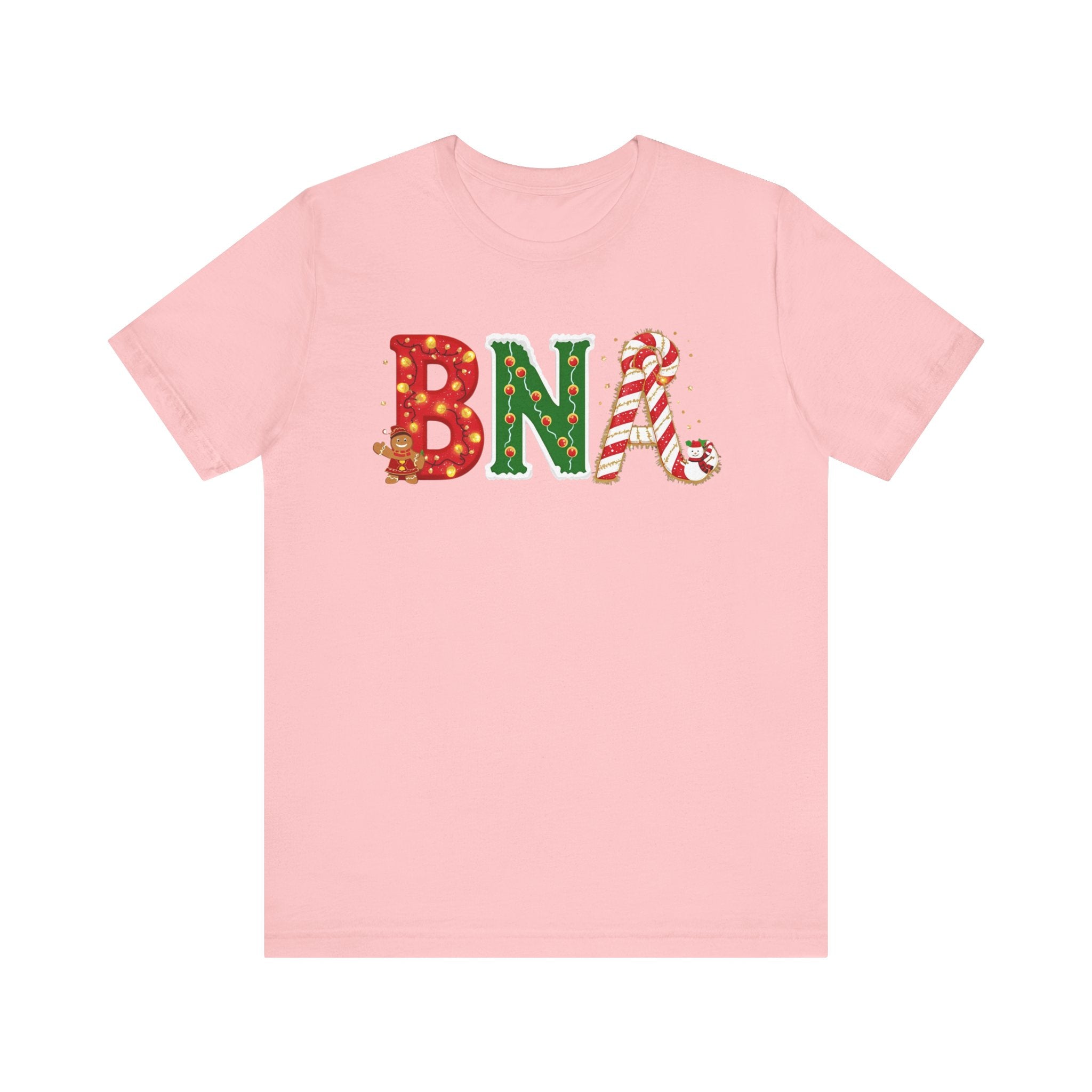 BNA Christmas Shirt – Festive Holiday Letter Art Tee | Christmas Gift | Bella Canvas 3001