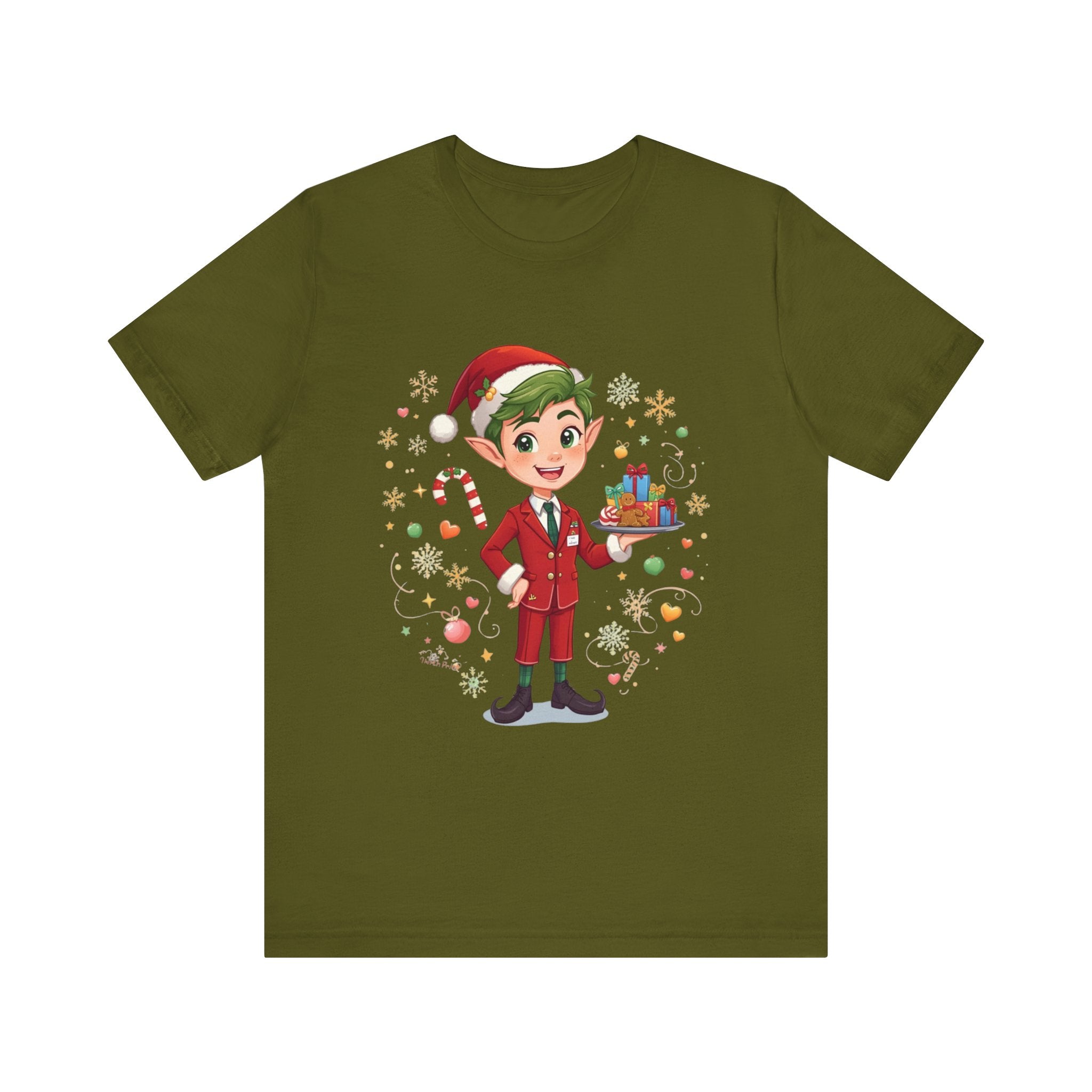 Christmas Cabin Elf Tee— Cute Holiday Elf with Presents