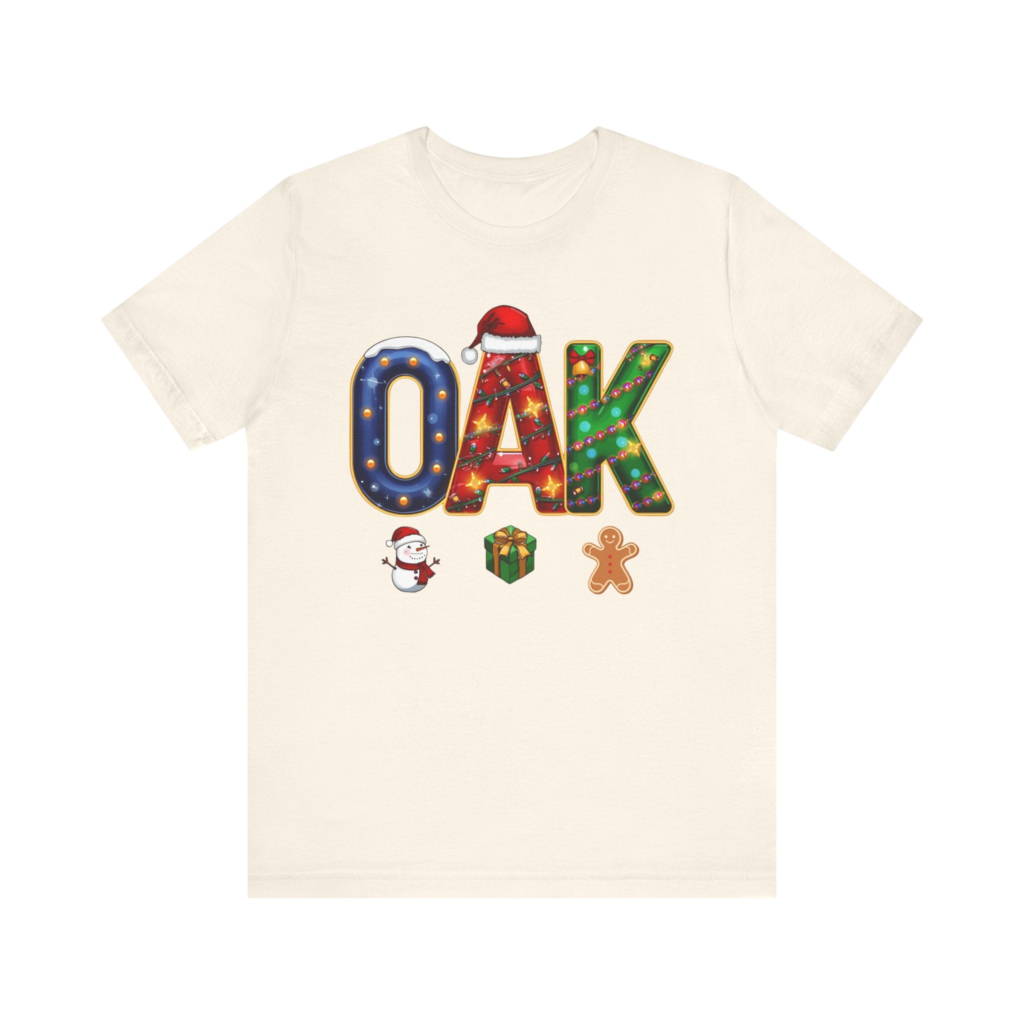 OAK Christmas Shirt – Festive Holiday Letter Art Tee | Christmas Gift | Bella Canvas 3001
