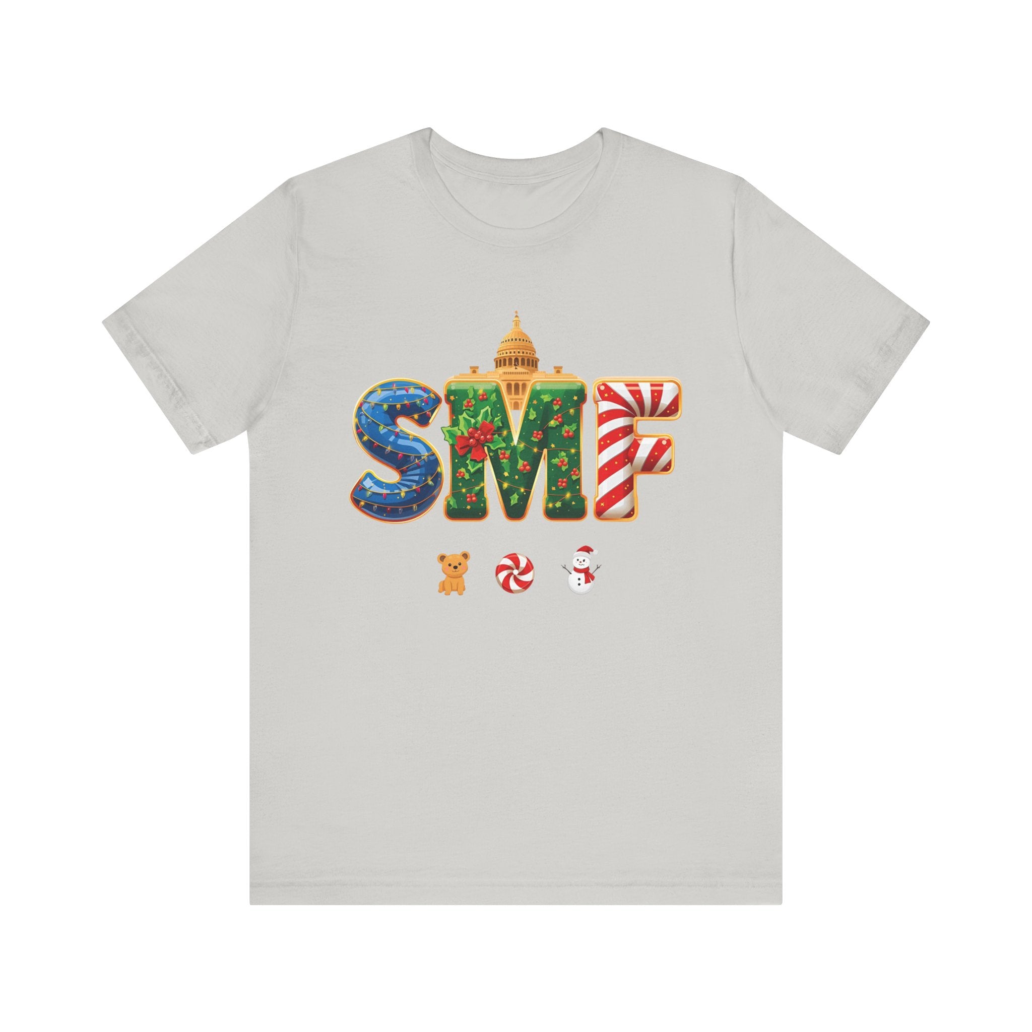 SMF Christmas Shirt – Festive Holiday Letters Tee | Christmas Gift | Bella Canvas 3001