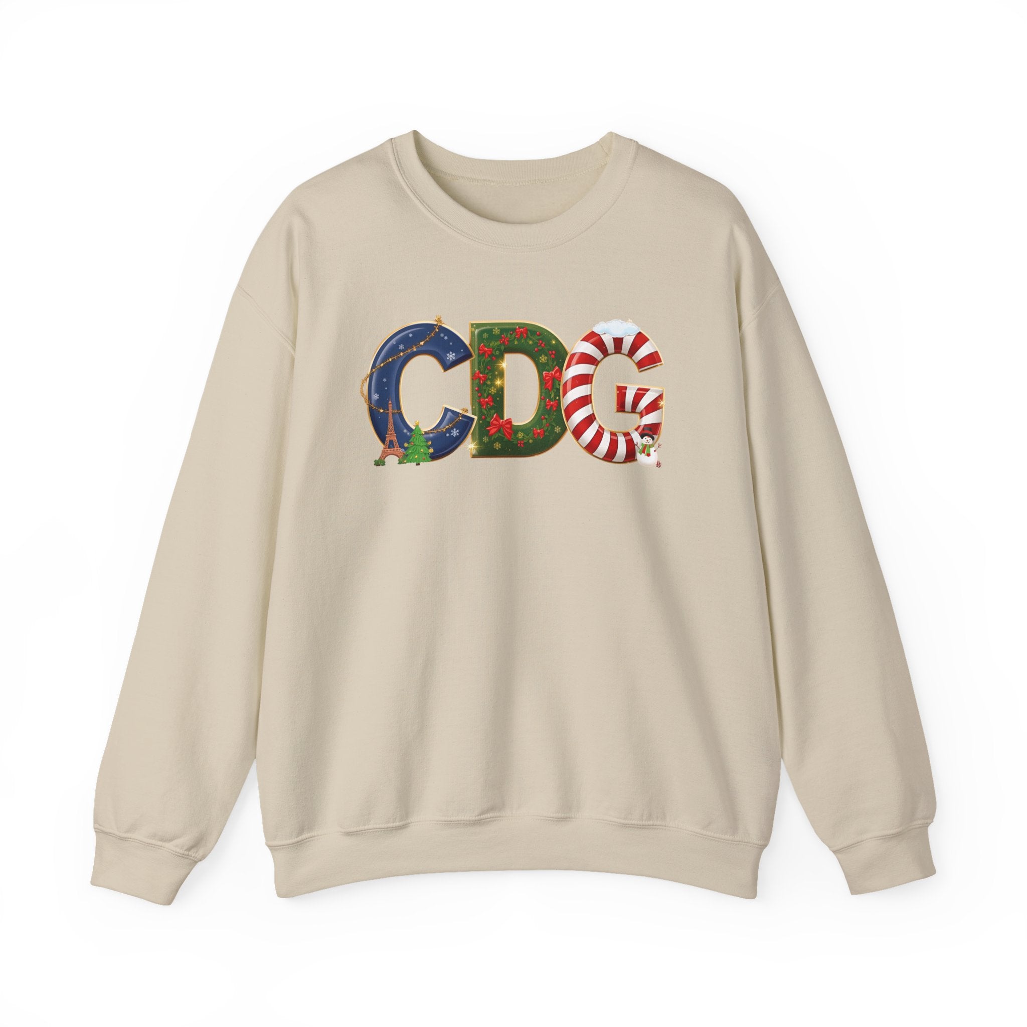 CDG Christmas Sweatshirt – Festive Holiday Letter Art Tee | Christmas Gift | Gildan 18000