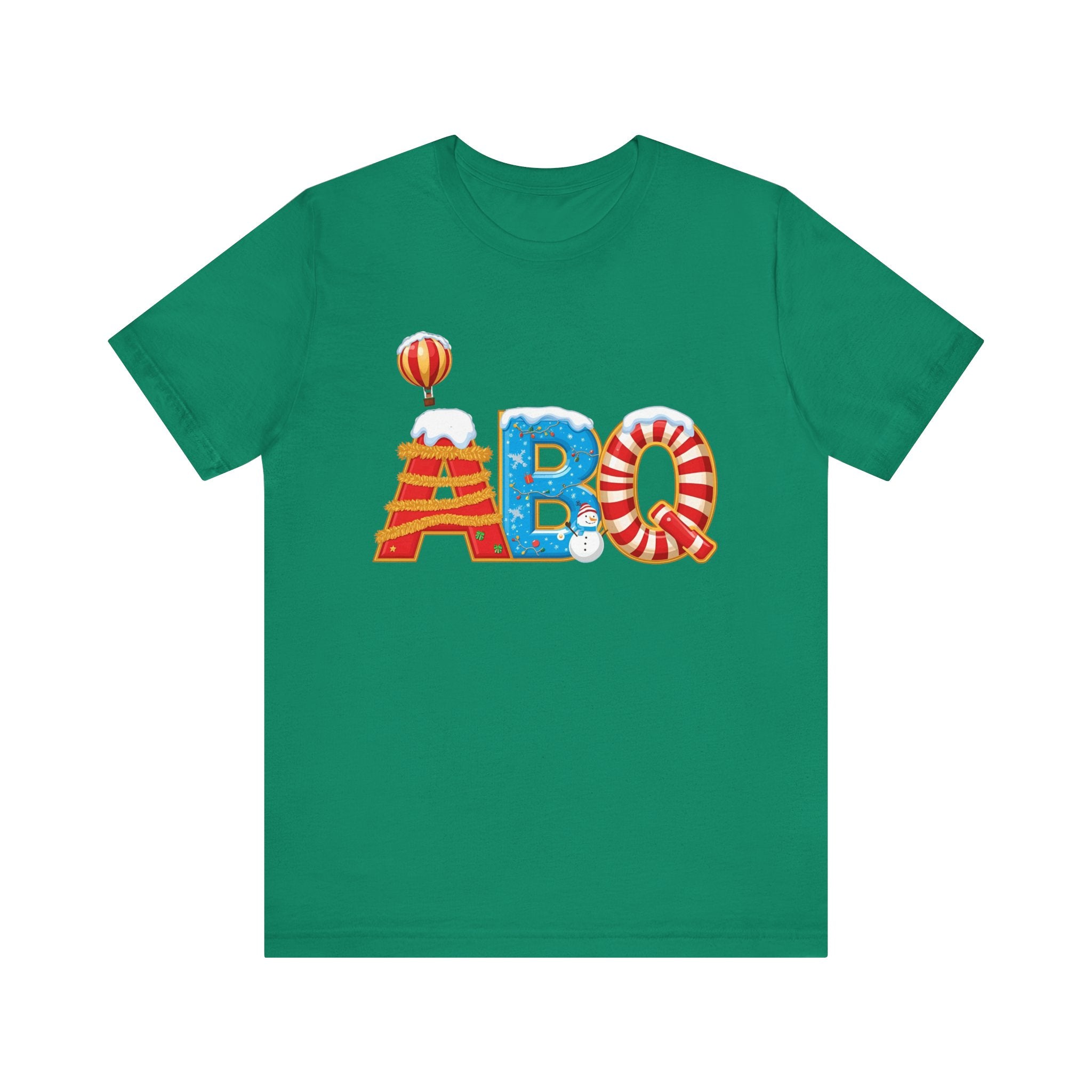 ABQ Christmas Shirt – Hot Air Balloon Candy Cane Letters Tee |  Gi| Bella Canvas 3001ft