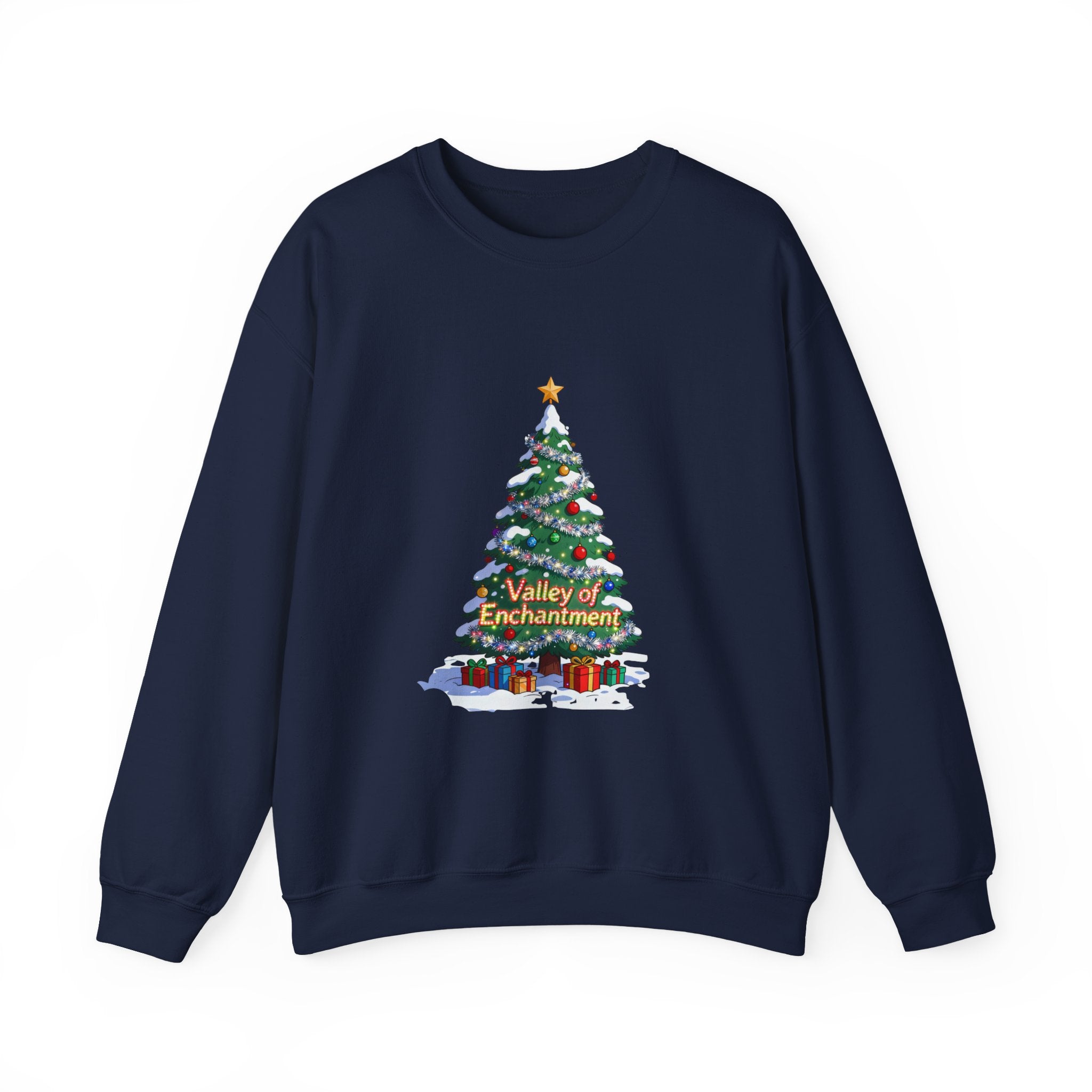 Valley of Enchantment Christmas Sweatshirt – Cute Holiday Tree Gift Crewneck | Mountain Town Christmas Gift | Gildan 18000