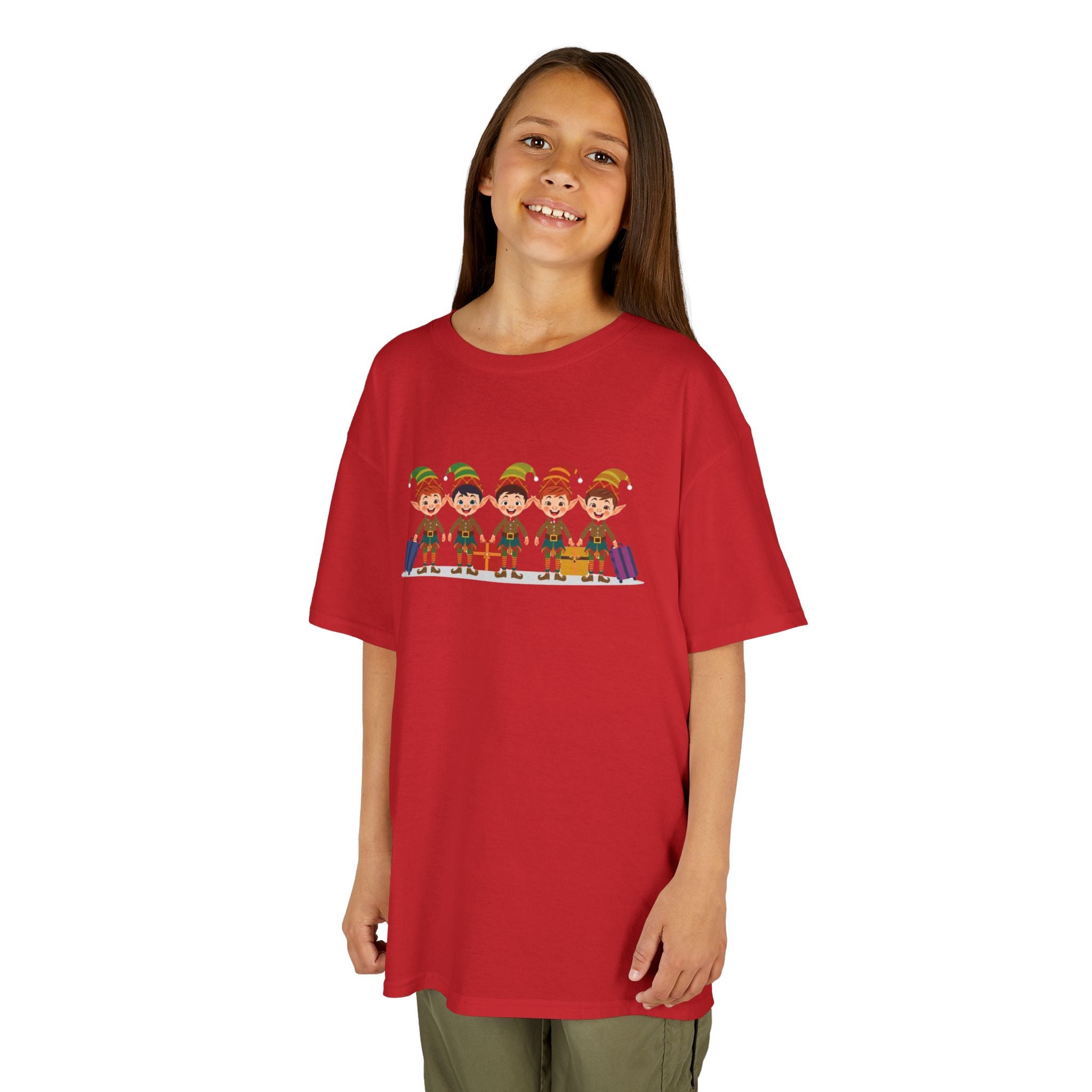 Kids Christmas Elves Travel Shirt — Cute Holiday Elf T-Shirt | Gildan 5000B