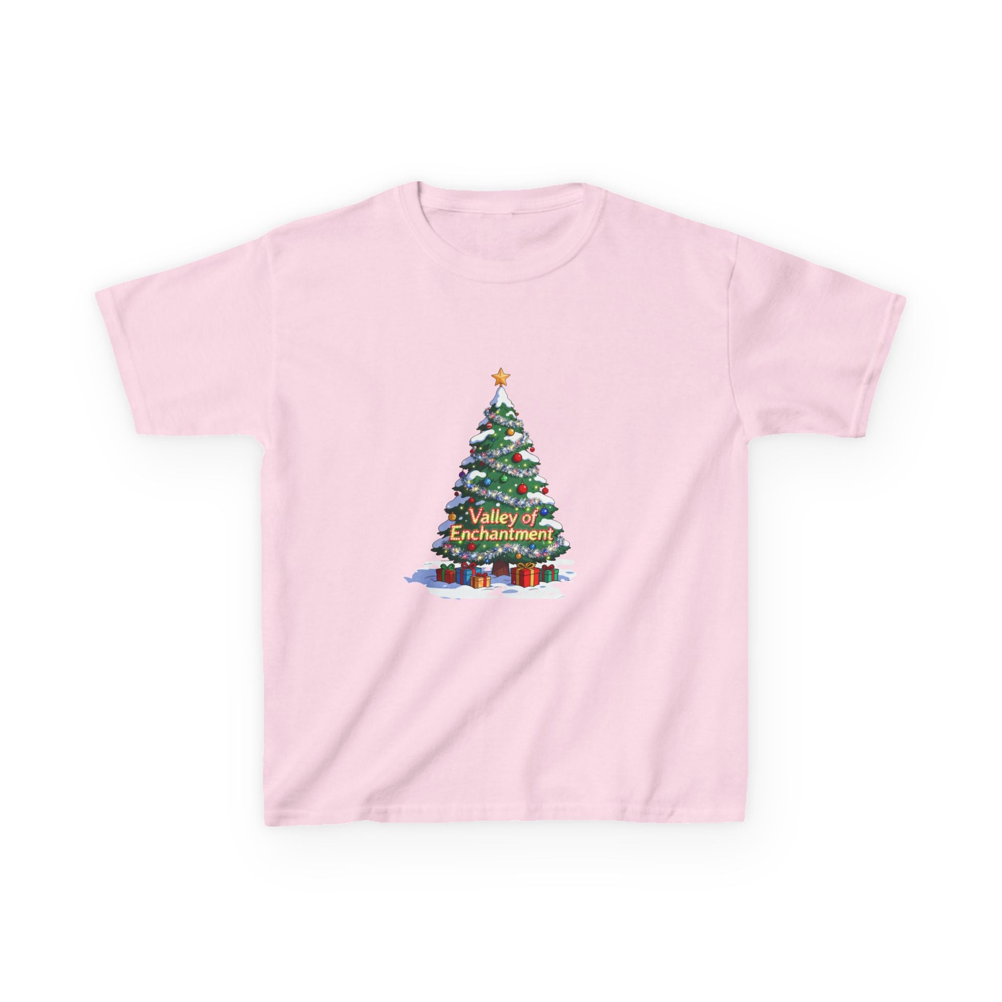 Valley of Enchantment Christmas Kids Shirt – Cute Holiday Tree Gift Tee | Mountain Town Christmas Gift for Kids | Gildan 5000B