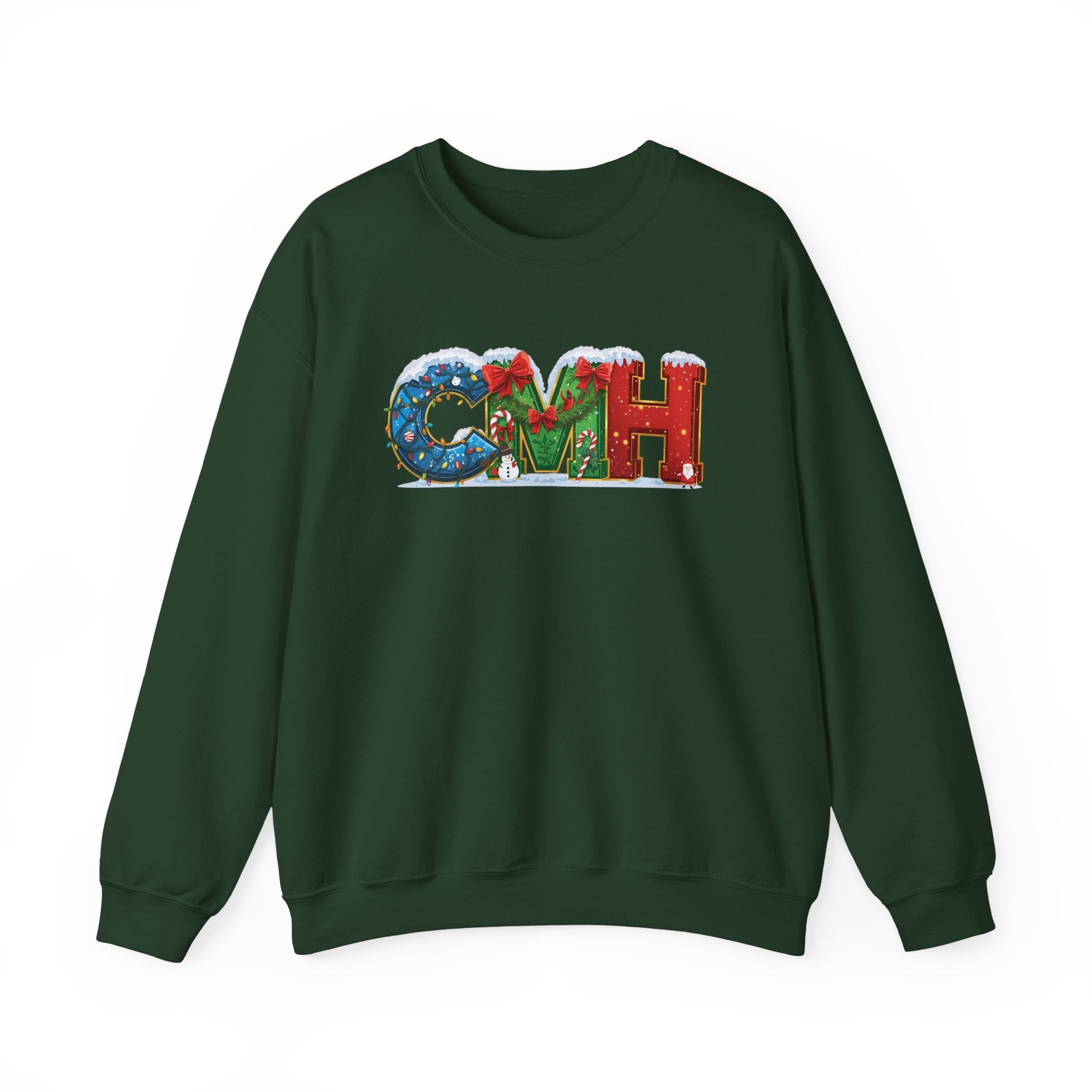 CMH Christmas Sweatshirt – Festive Holiday Letter Art Tee | Christmas Gift | Gildan 18000