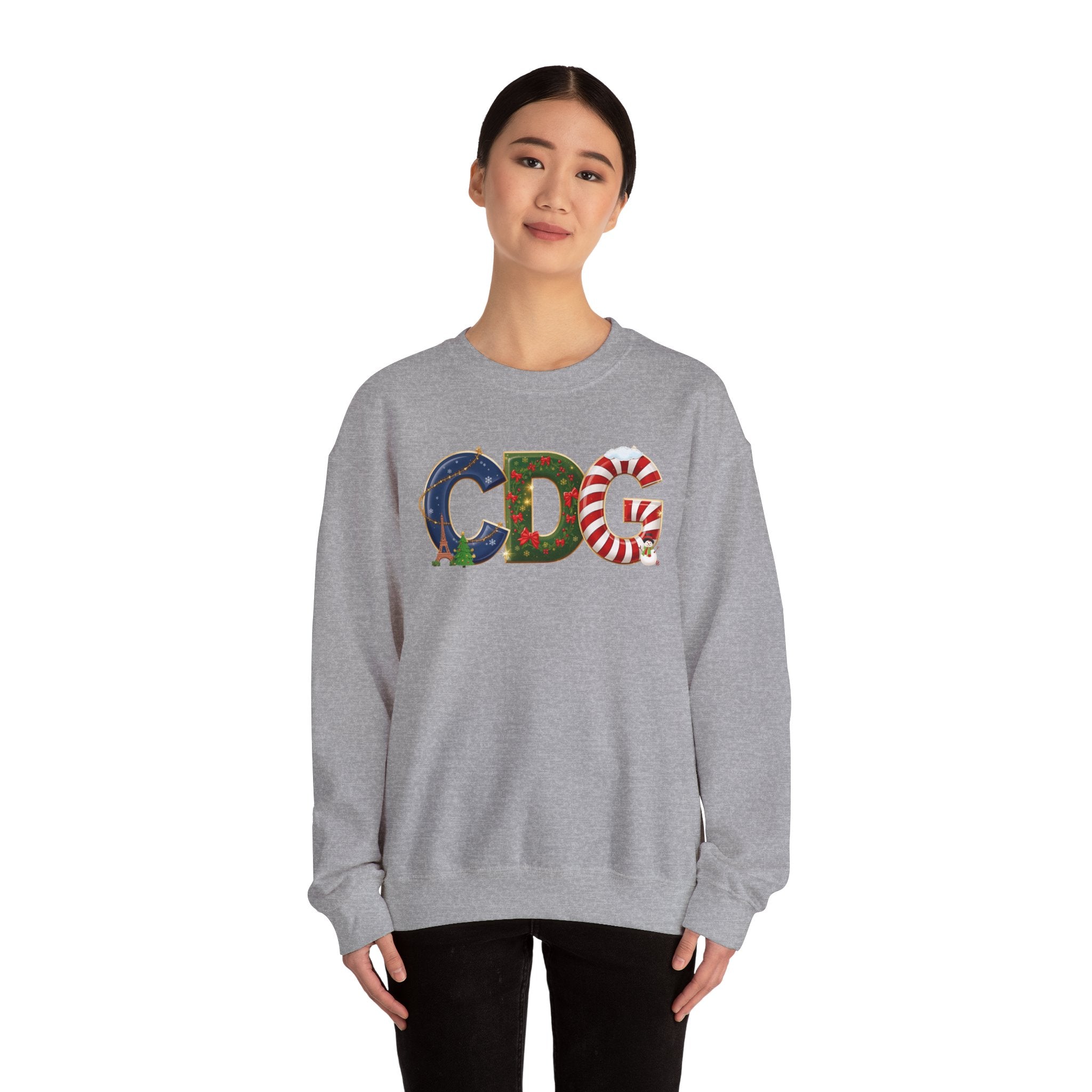 CDG Christmas Sweatshirt – Festive Holiday Letter Art Tee | Christmas Gift | Gildan 18000