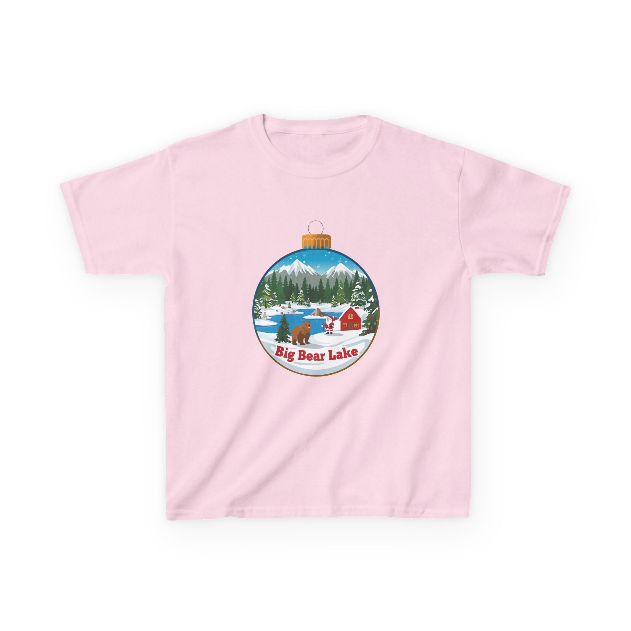 Kids Big Bear Lake Christmas Shirt – Santa Winter Ornament Cabin Tee | Cute Mountain Holiday Shirt | Santa & Bear Gift Tee | Gildan 5000B
