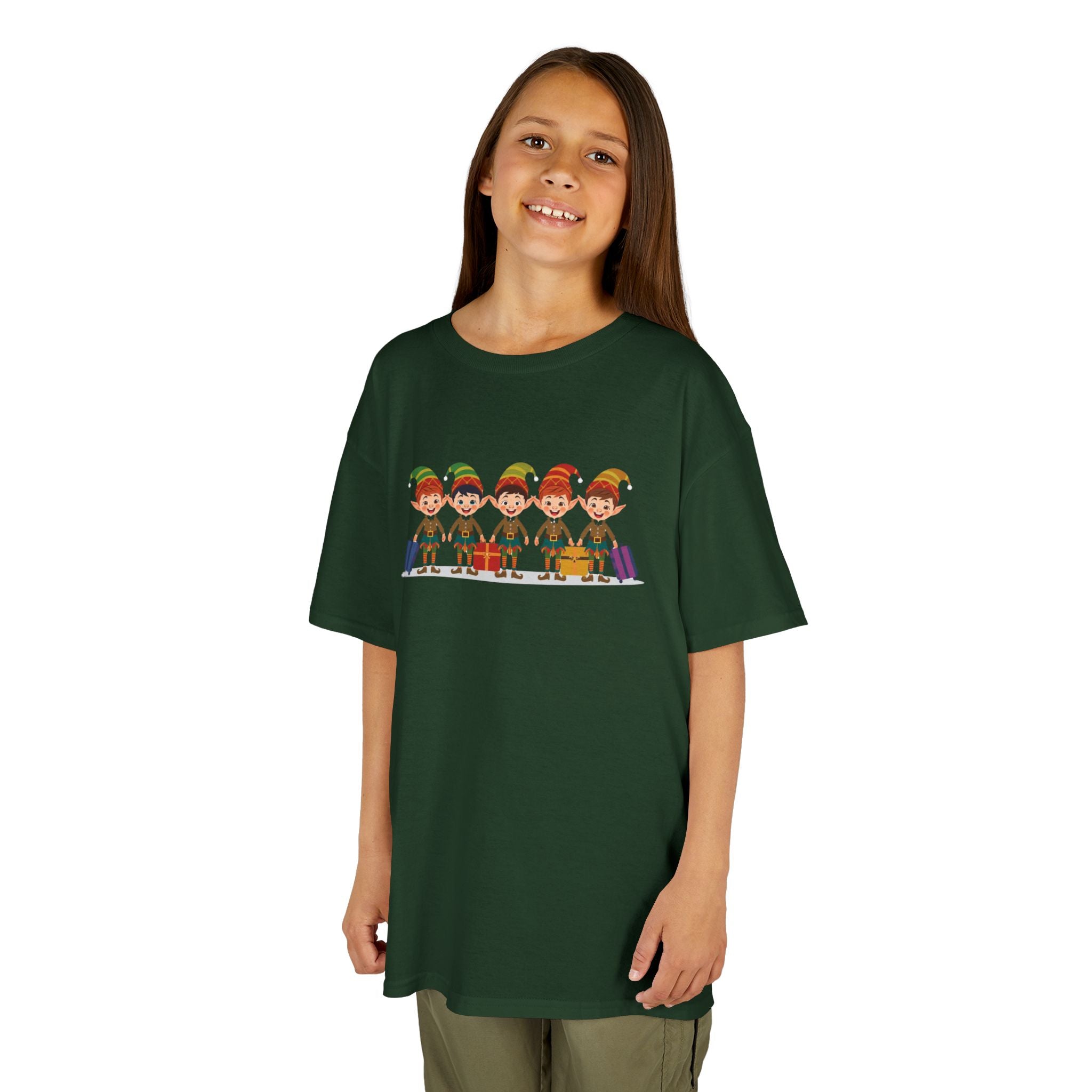 Kids Christmas Elves Travel Shirt — Cute Holiday Elf T-Shirt | Gildan 5000B