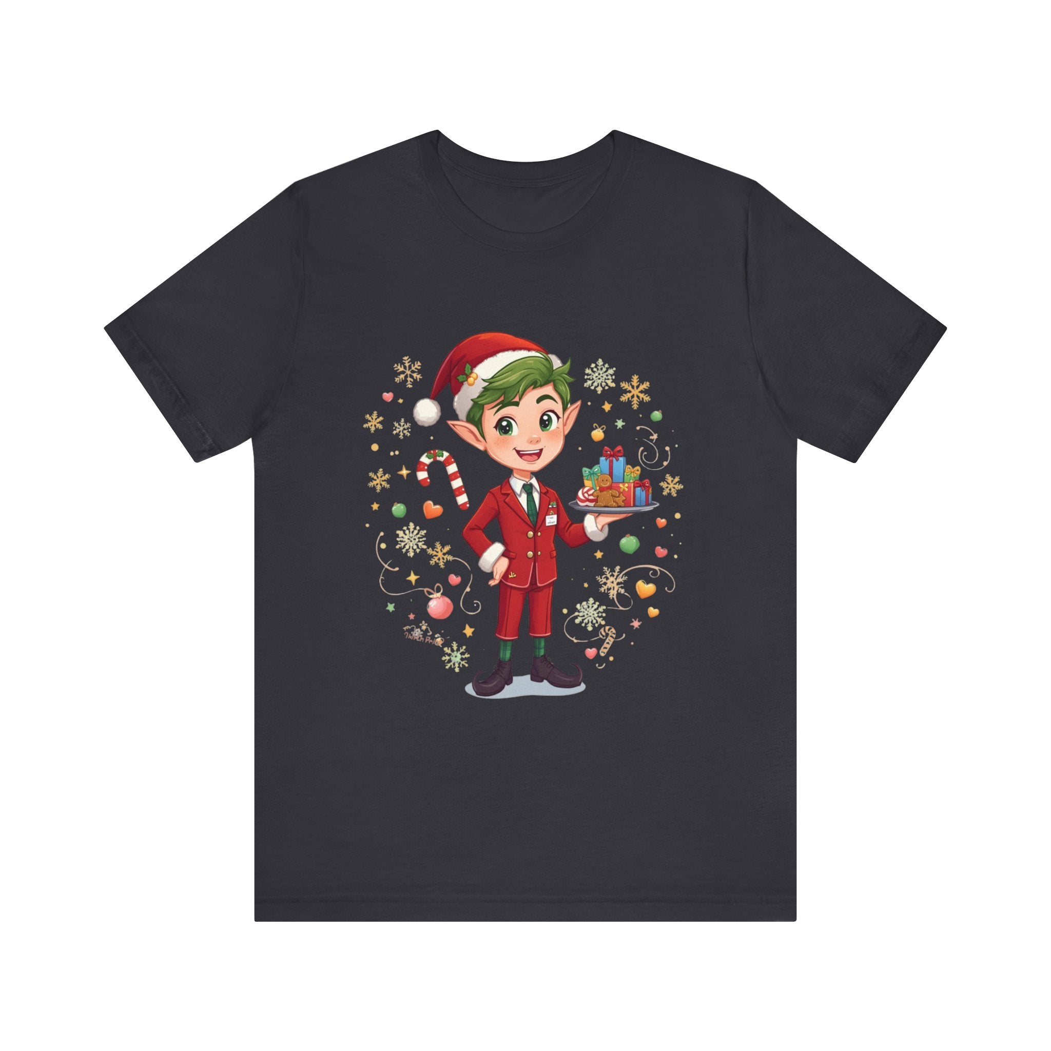 Christmas Cabin Elf Tee— Cute Holiday Elf with Presents