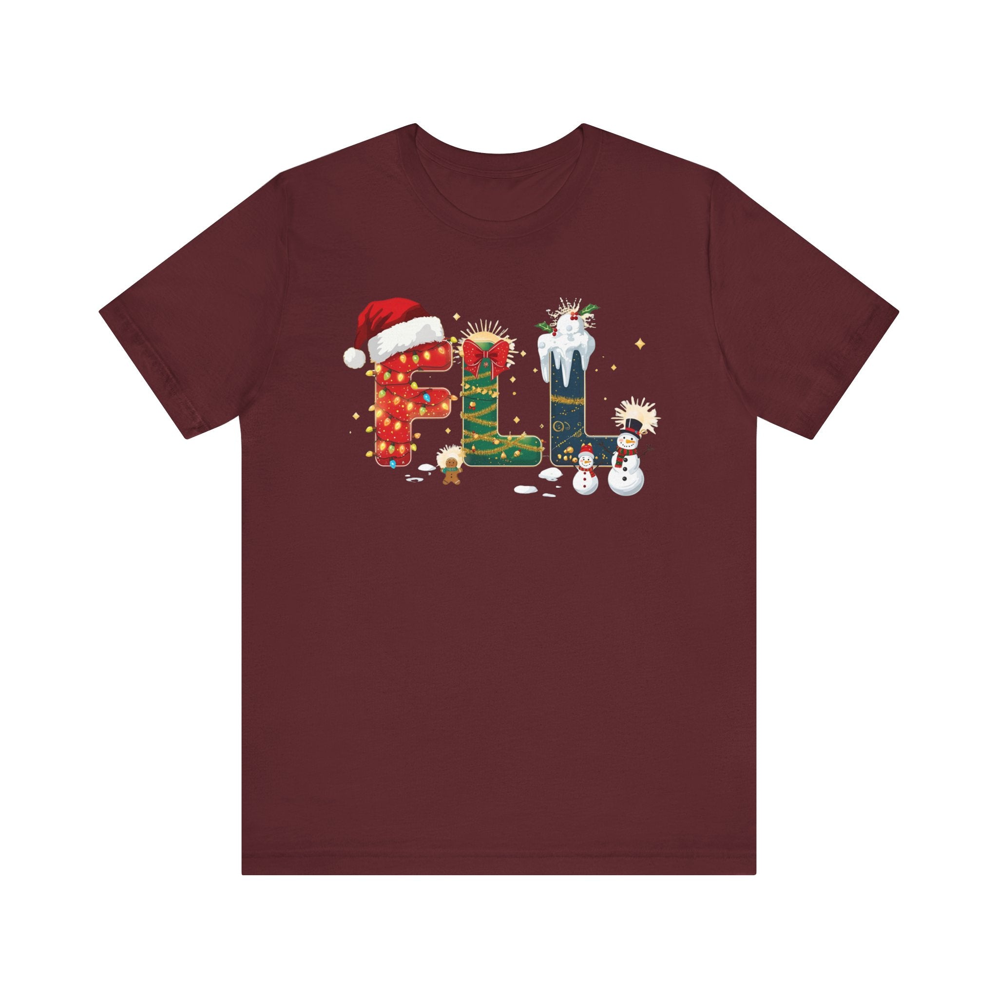 FLL Christmas Shirt – Festive Holiday Letter Art Tee | Christmas Gift | Bella Canvas 3001