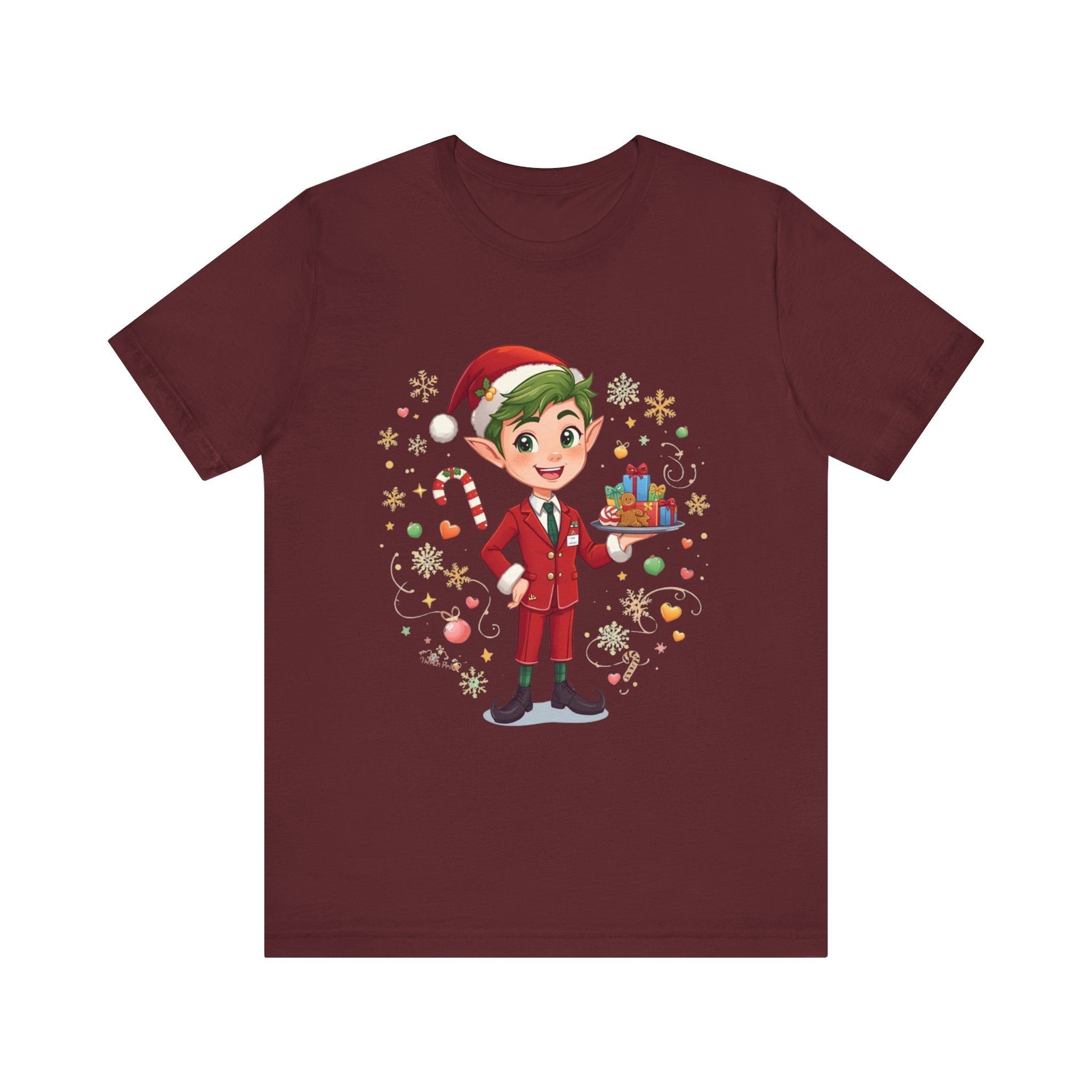 Christmas Cabin Elf Tee— Cute Holiday Elf with Presents