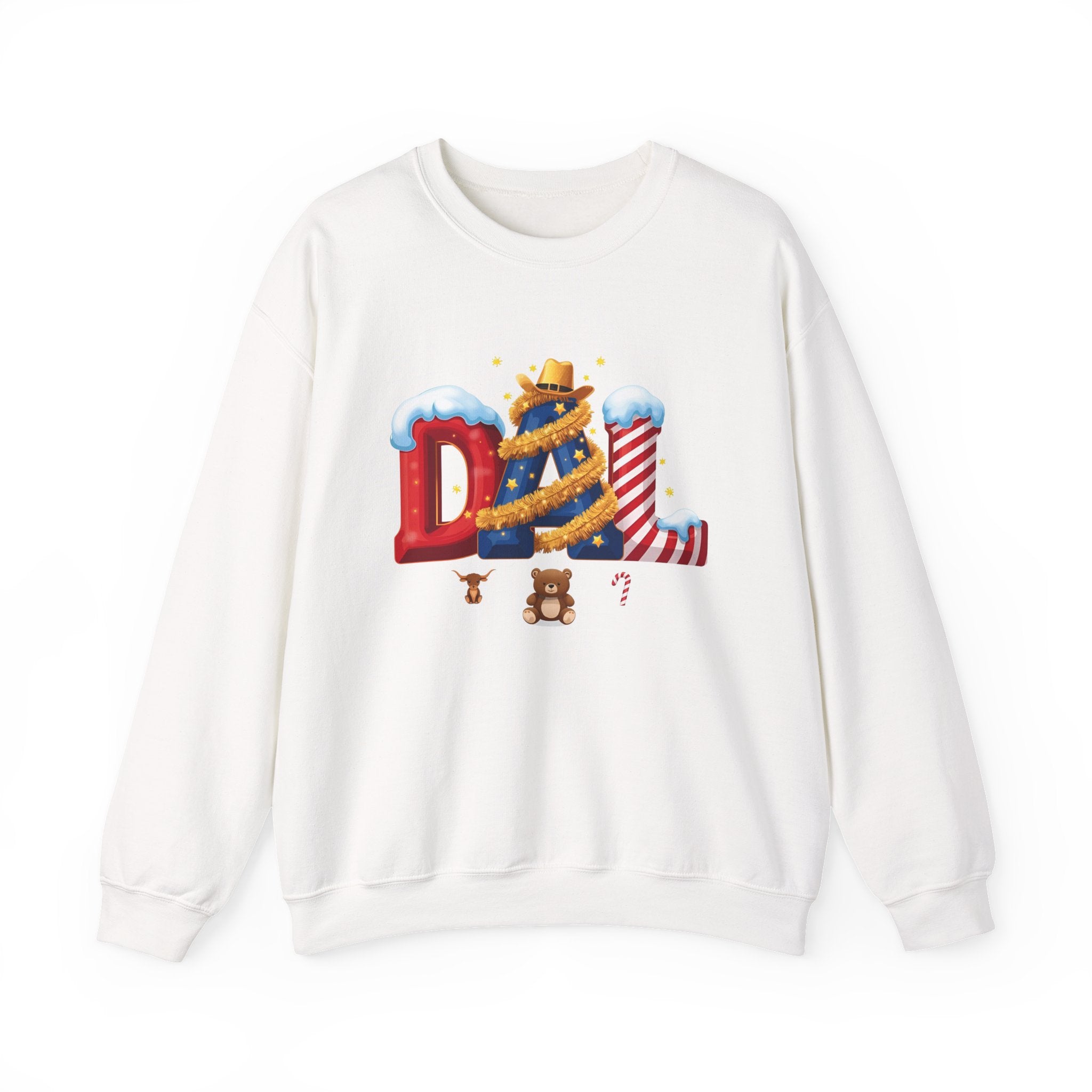 DAL Christmas Sweatshirt – Festive Holiday Letter Art Tee | Christmas Gift | Gildan 18000