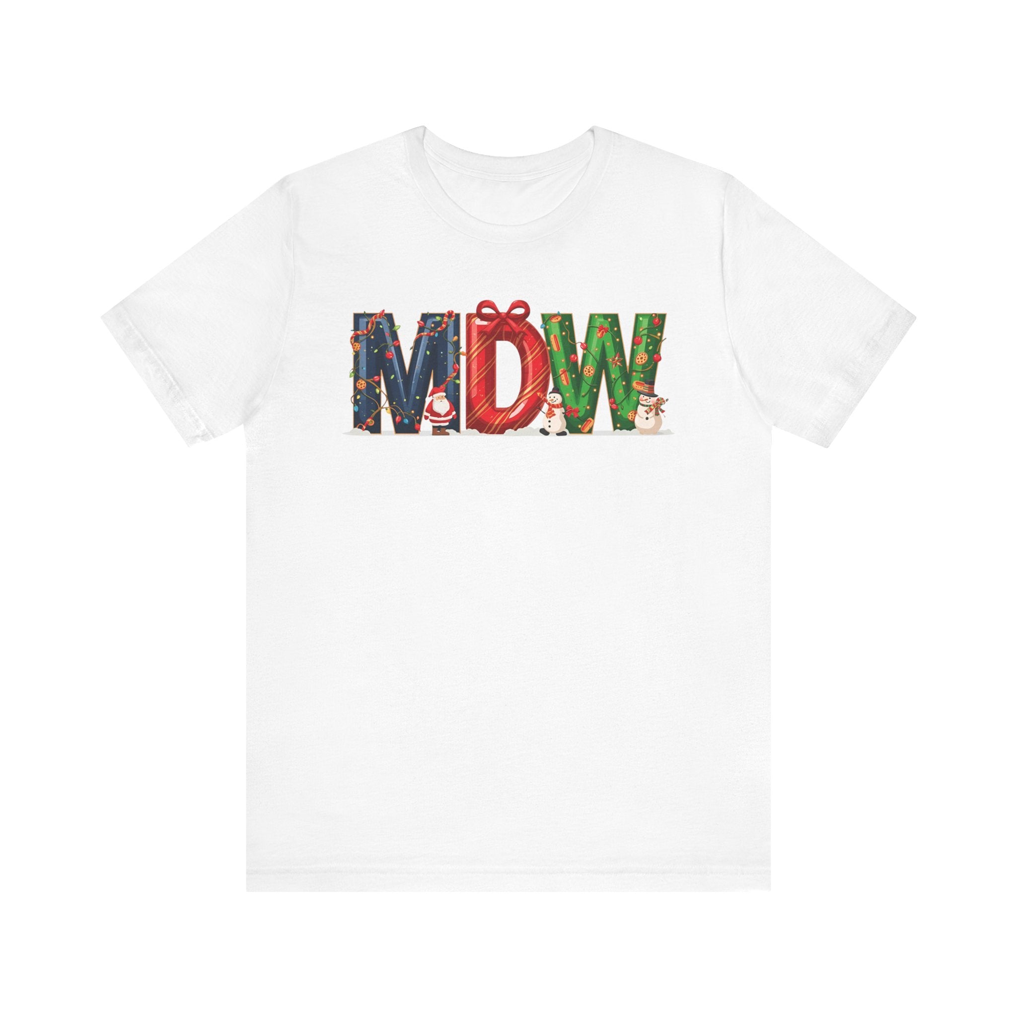MDW Christmas Shirt – Festive Holiday Letter Art Tee | Christmas Gift | Bella Canvas 3001