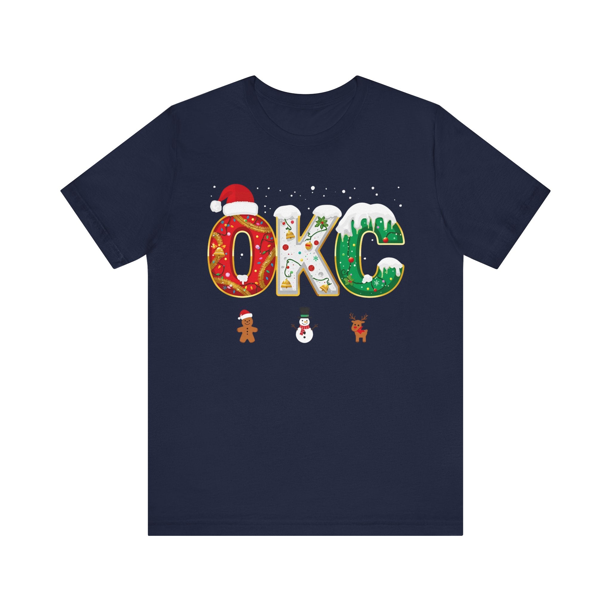 OKC Christmas Shirt – Festive Letter Art Tee | Christmas Gift | Bella Canvas 3001