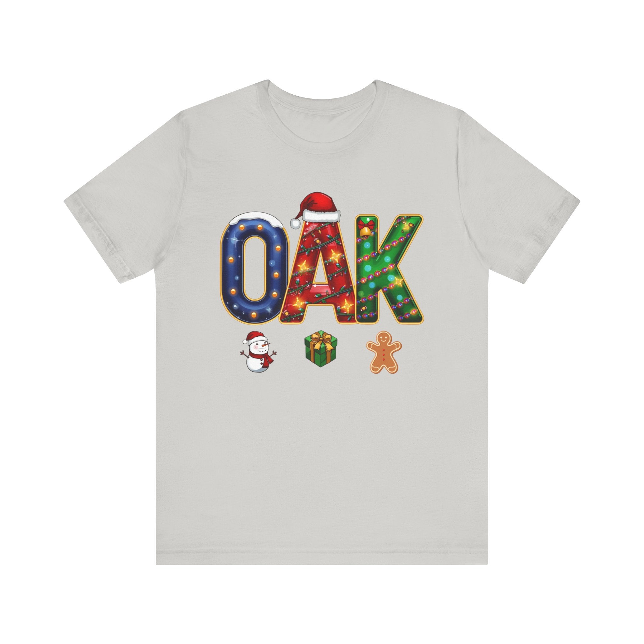 OAK Christmas Shirt – Festive Holiday Letter Art Tee | Christmas Gift | Bella Canvas 3001