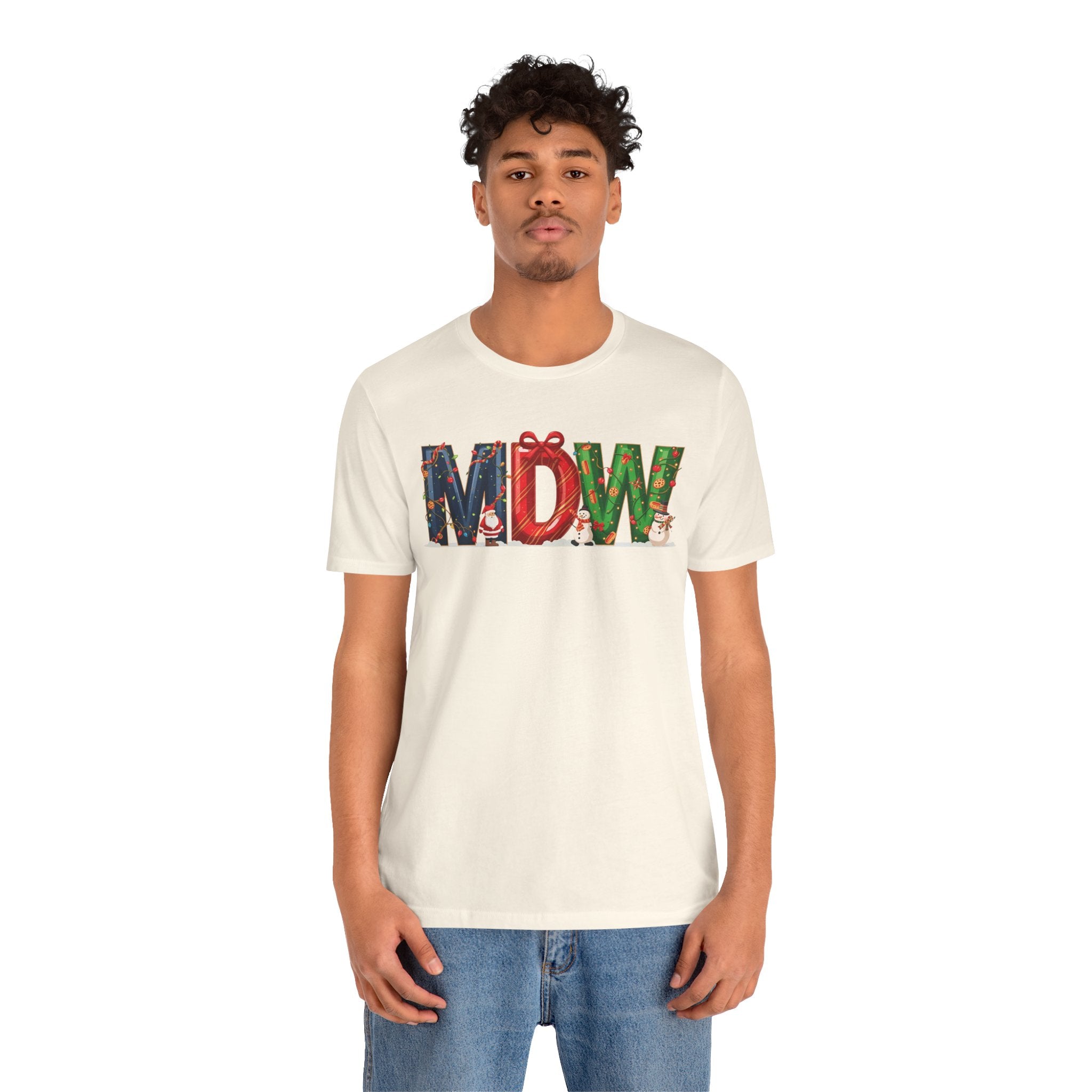MDW Christmas Shirt – Festive Holiday Letter Art Tee | Christmas Gift | Bella Canvas 3001