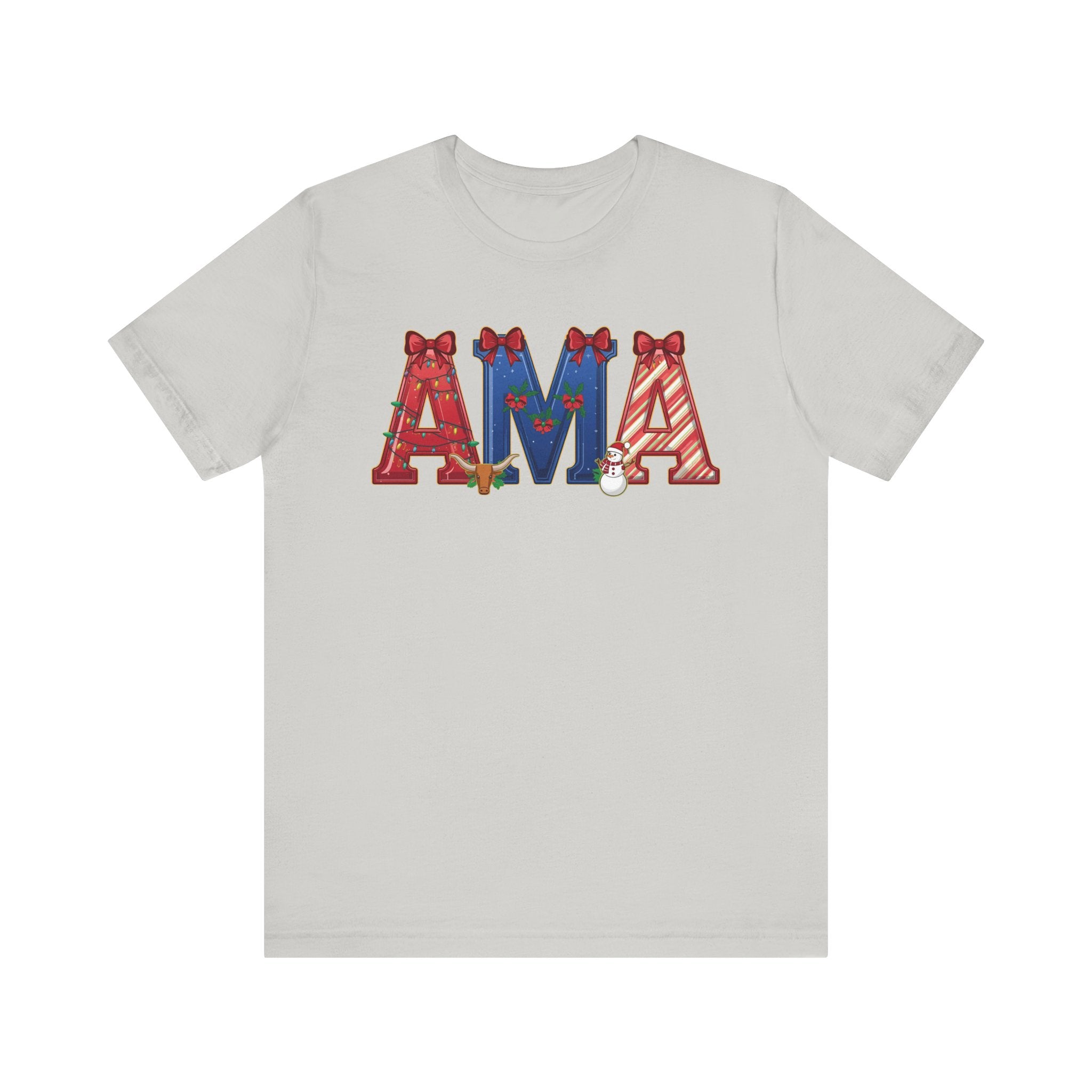 AMA Christmas Shirt – Festive Holiday Letter Art Tee | Christmas Gift | Bella Canvas 3001