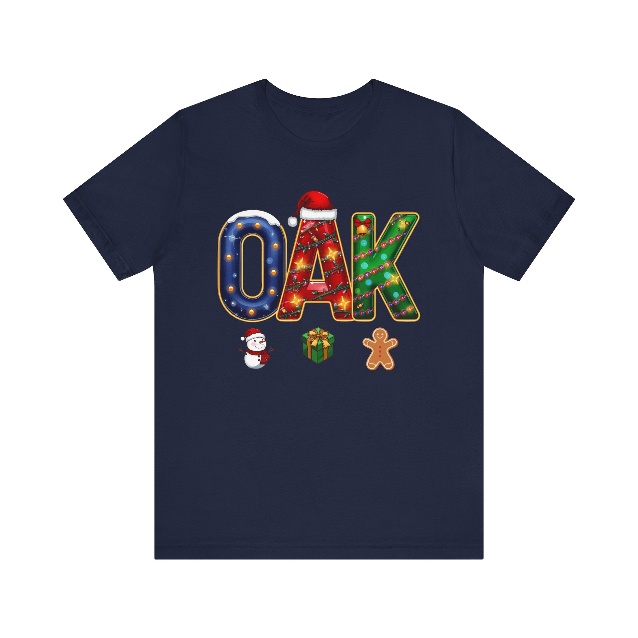 OAK Christmas Shirt – Festive Holiday Letter Art Tee | Christmas Gift | Bella Canvas 3001