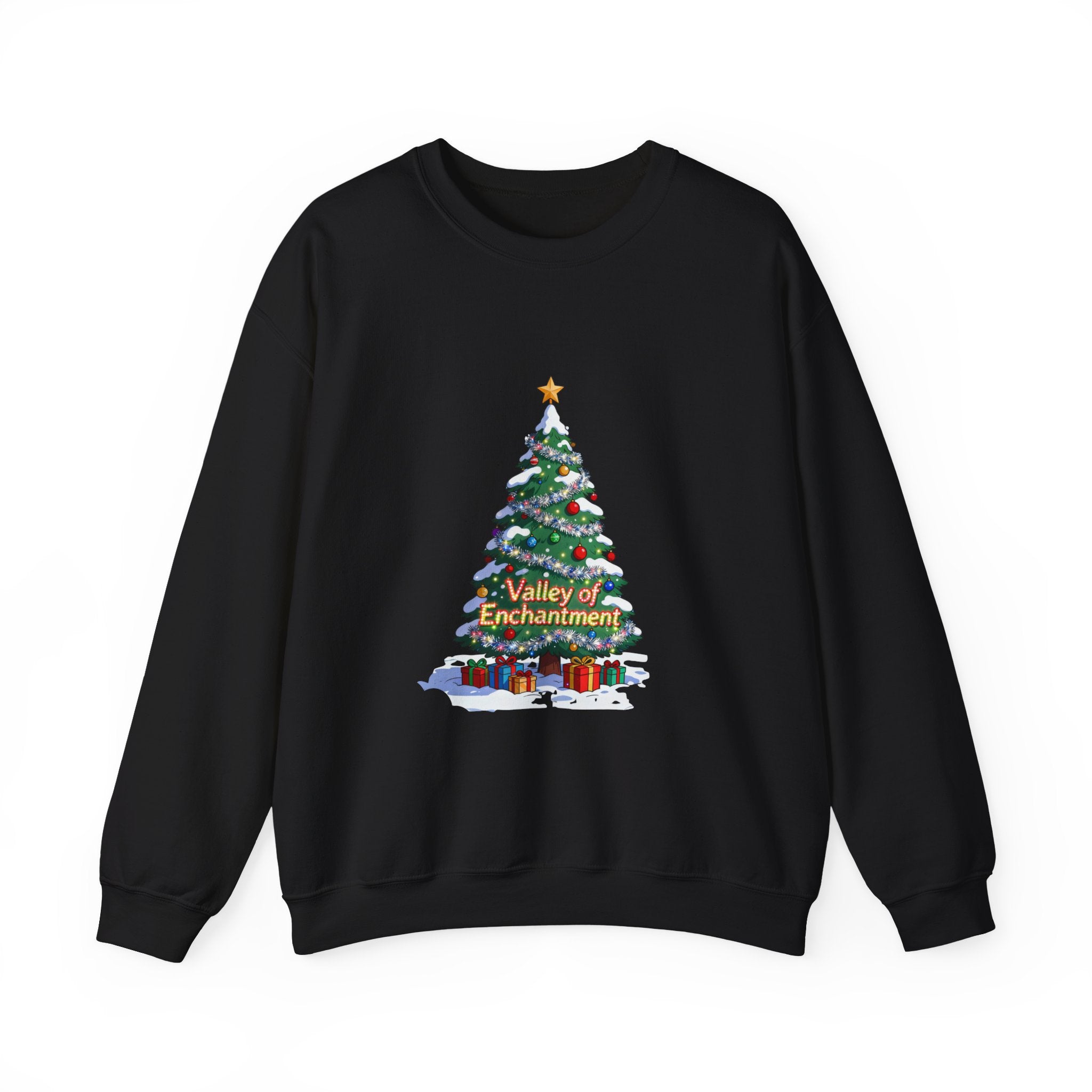Valley of Enchantment Christmas Sweatshirt – Cute Holiday Tree Gift Crewneck | Mountain Town Christmas Gift | Gildan 18000
