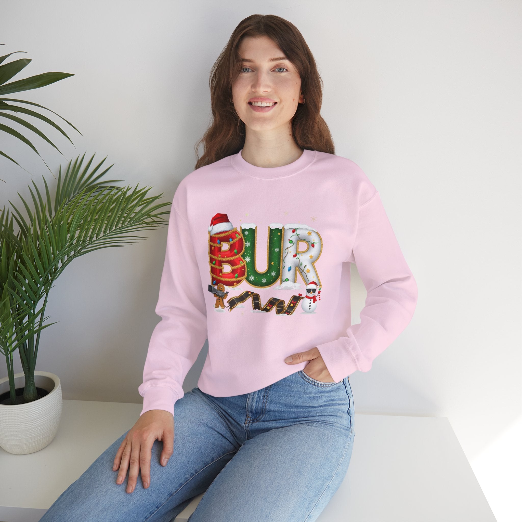 BUR Christmas Sweatshirt – Festive Holiday Letter Art Tee | Christmas Gift | Gildan 18000
