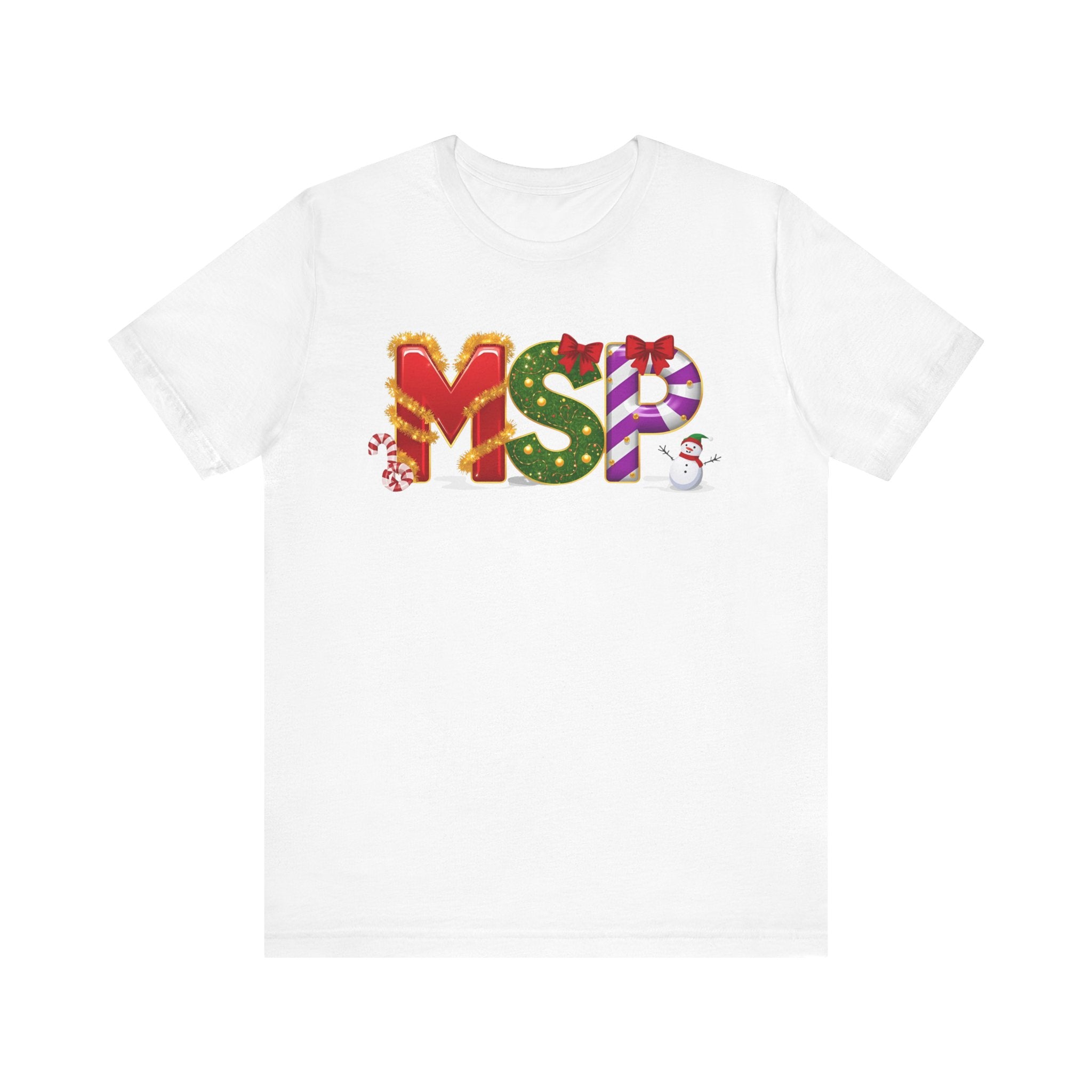 MSP Christmas Shirt – Festive Holiday Letter Art Tee | Christmas Gift | Bella Canvas 3001