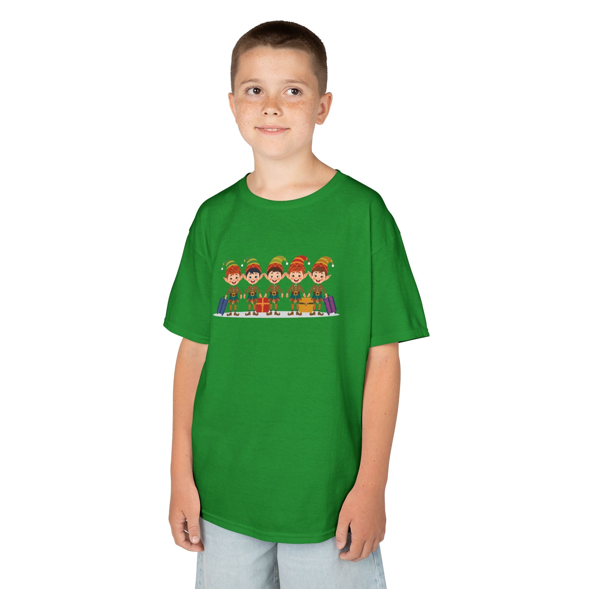 Kids Christmas Elves Travel Shirt — Cute Holiday Elf T-Shirt | Gildan 5000B