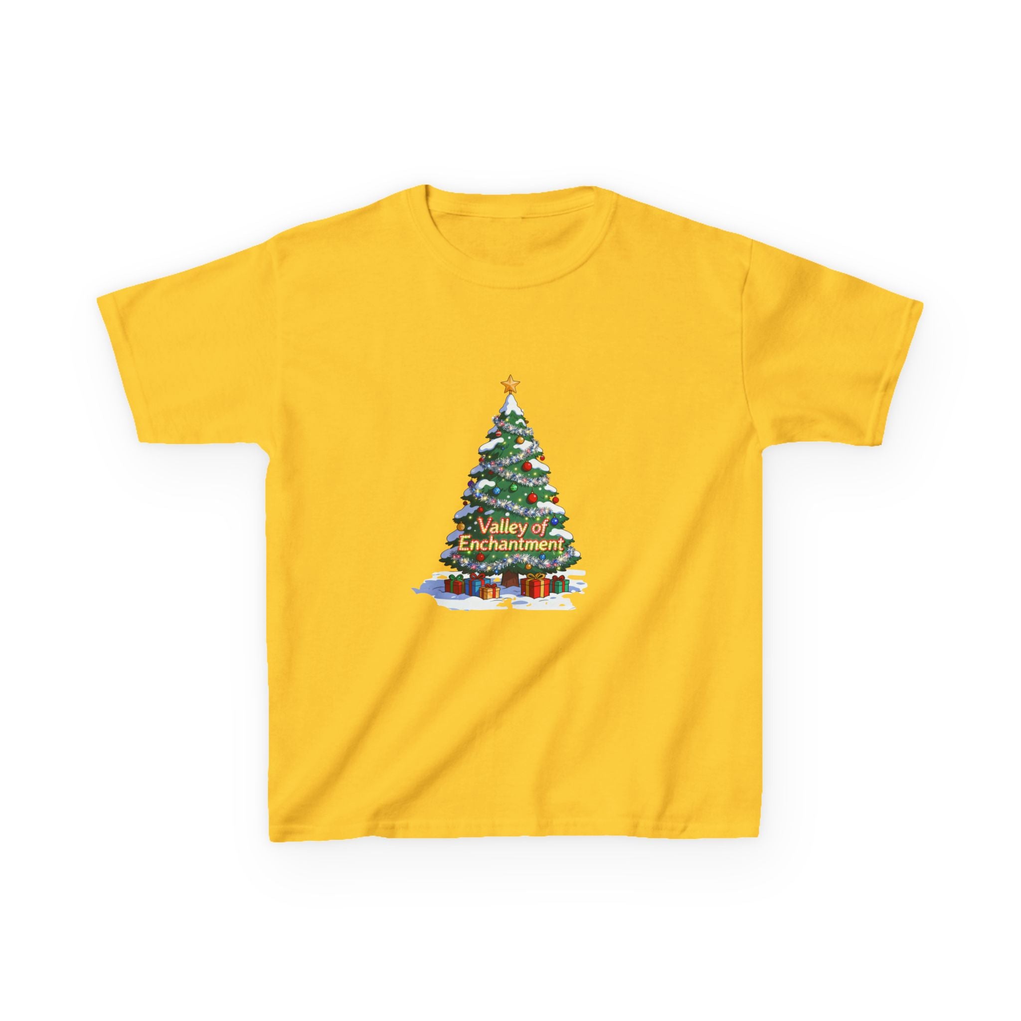 Valley of Enchantment Christmas Kids Shirt – Cute Holiday Tree Gift Tee | Mountain Town Christmas Gift for Kids | Gildan 5000B