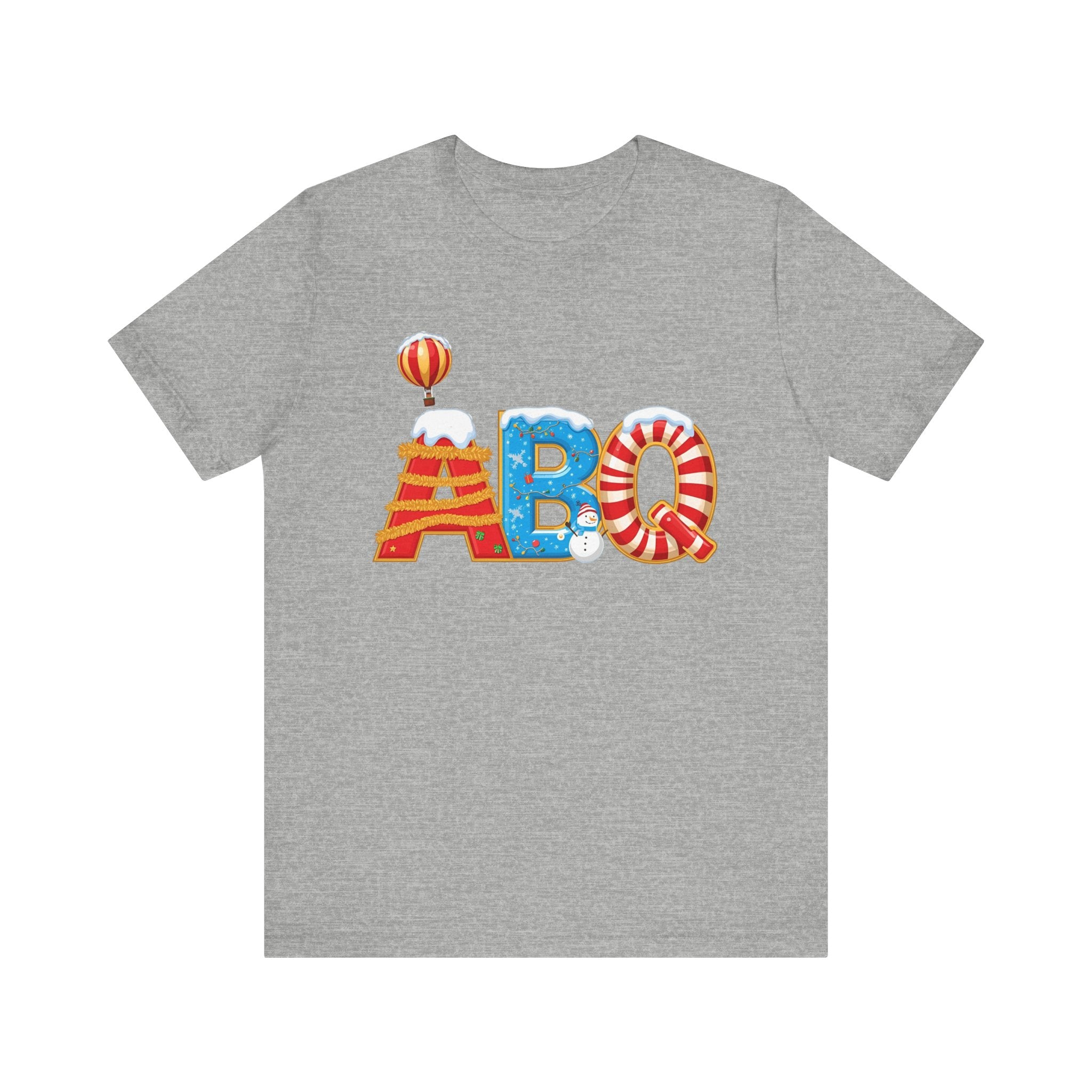 ABQ Christmas Shirt – Hot Air Balloon Candy Cane Letters Tee |  Gi| Bella Canvas 3001ft