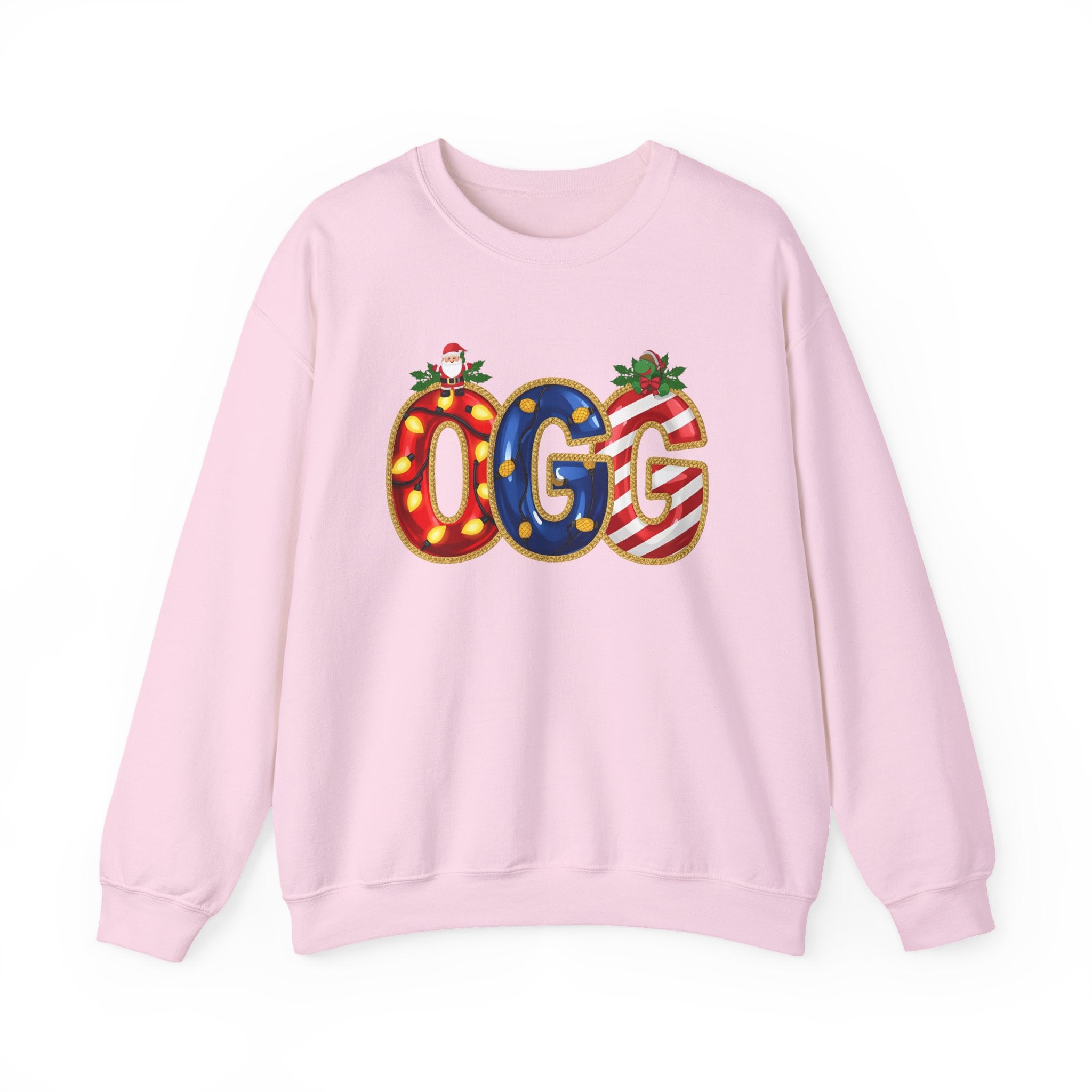 OGG Christmas Sweatshirt – Festive Holiday Letter Art Crewneck | Winter Travel Gift | Gildan 18000